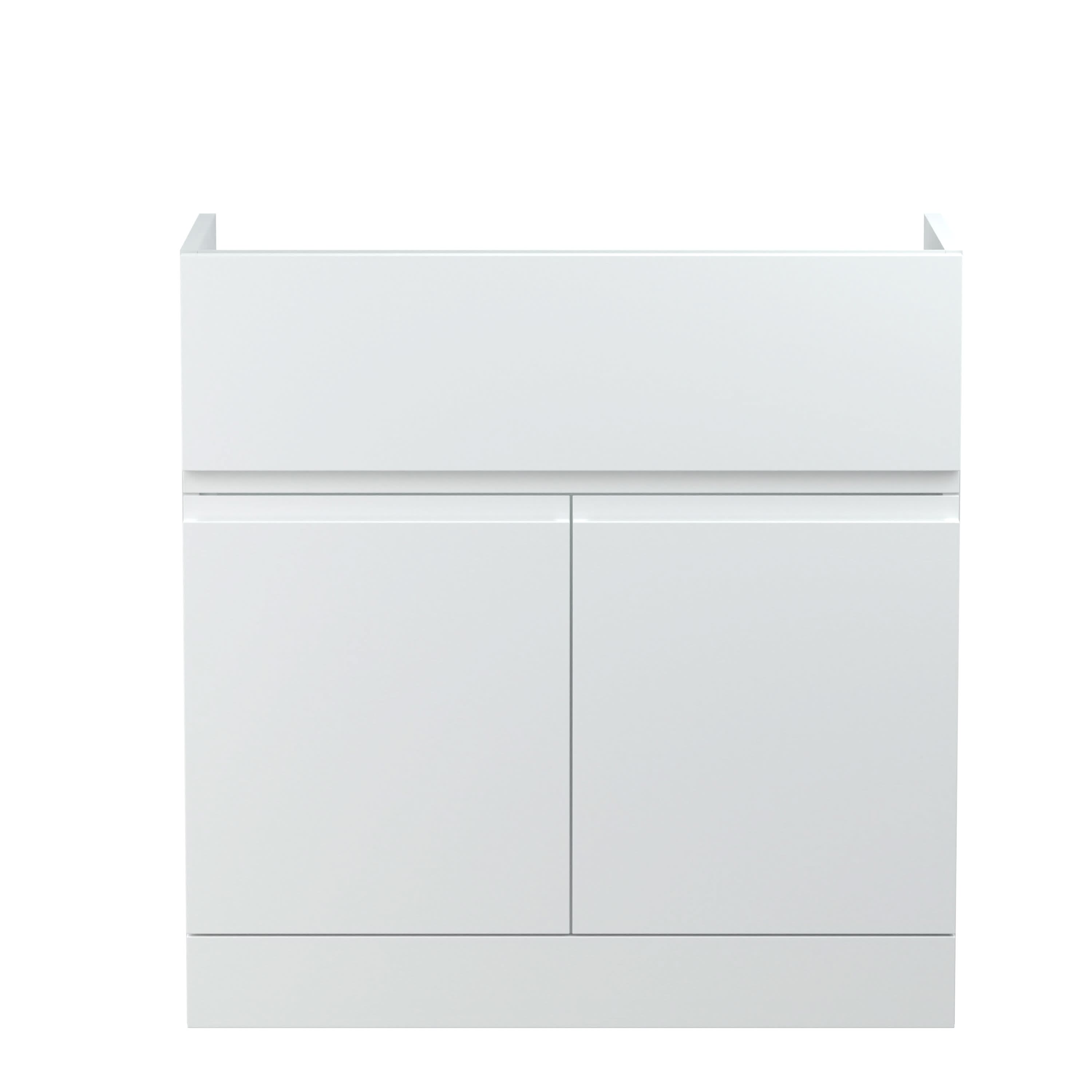 Hudson Reed Urban Floor Standing Vanity Unit, Durable 2 Soft Close Doors Handless Vanity Unit with Storage for Modern Bathrooms in Satin White Finish, 800mm