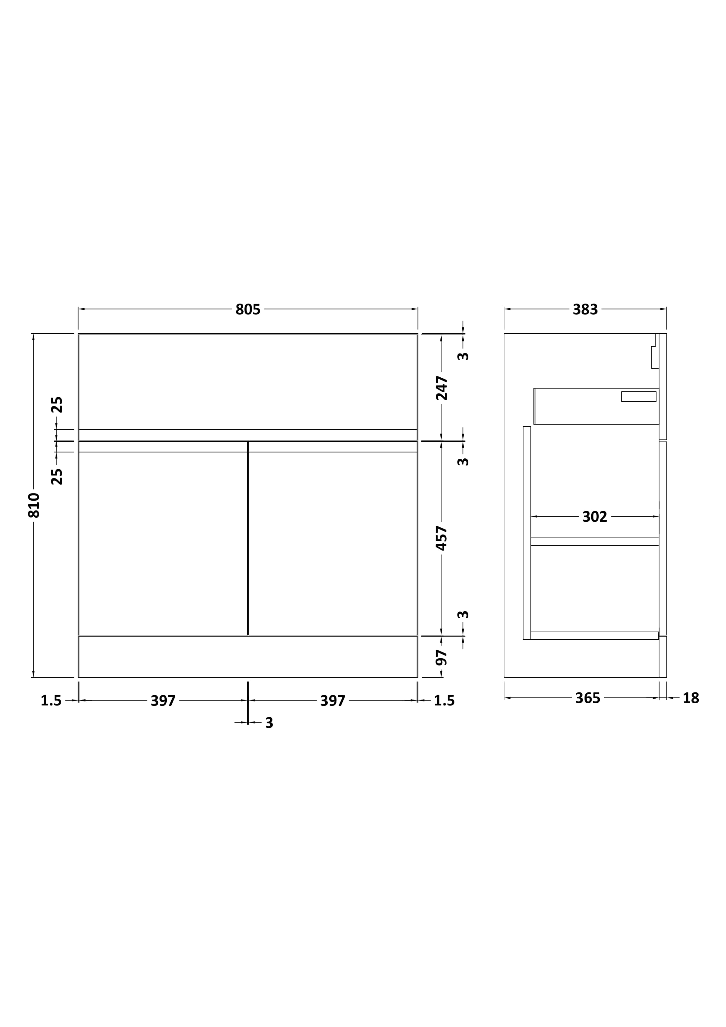 Hudson Reed Urban Floor Standing Vanity Unit, Durable 2 Soft Close Doors Handless Vanity Unit with Storage for Modern Bathrooms in Satin White Finish, 800mm