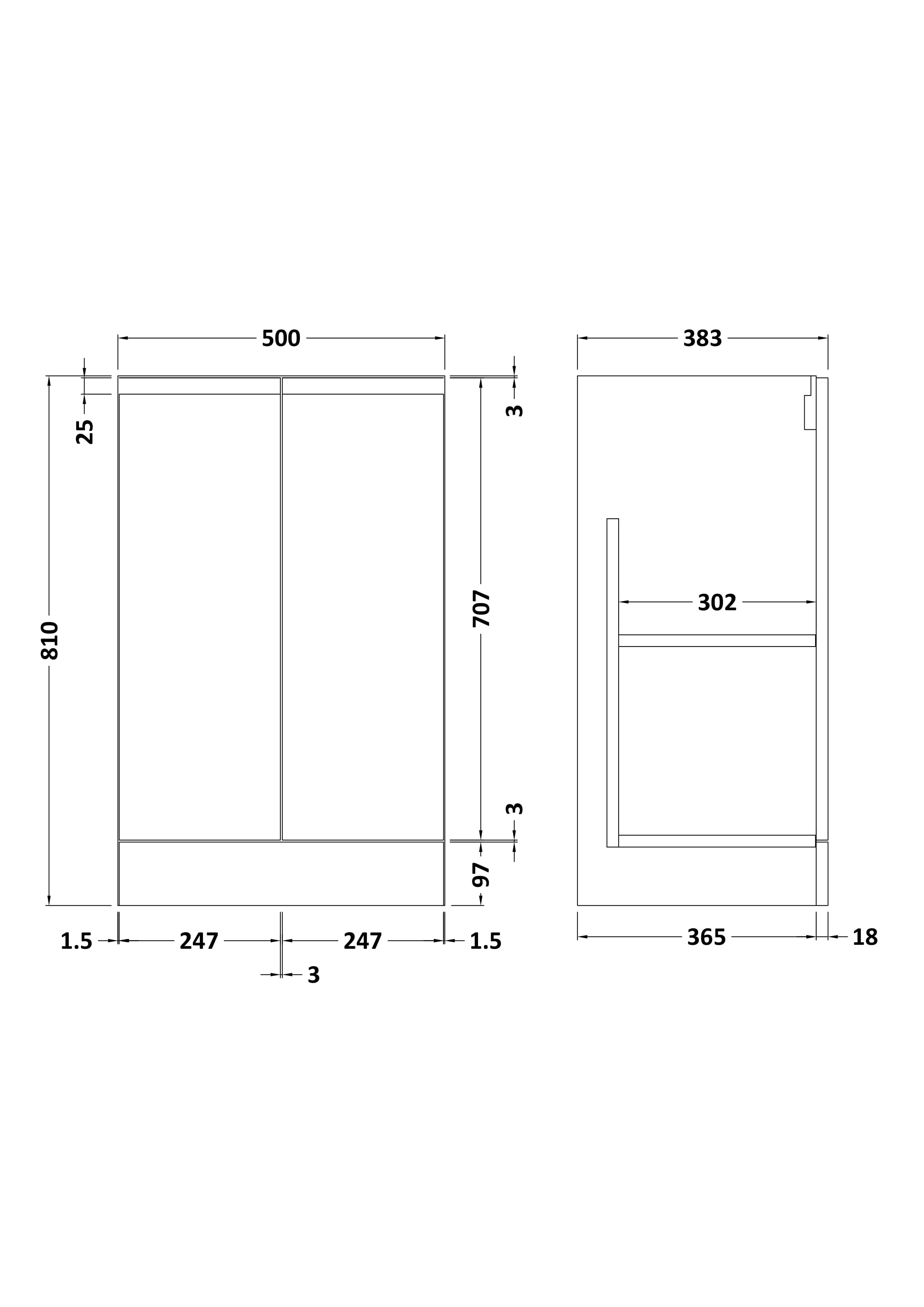 Hudson Reed Urban Floor Standing Vanity Unit, Durable 2 Soft Close Doors Handless Vanity Unit with Storage for Modern Bathrooms in Soft Black Finish, 500mm