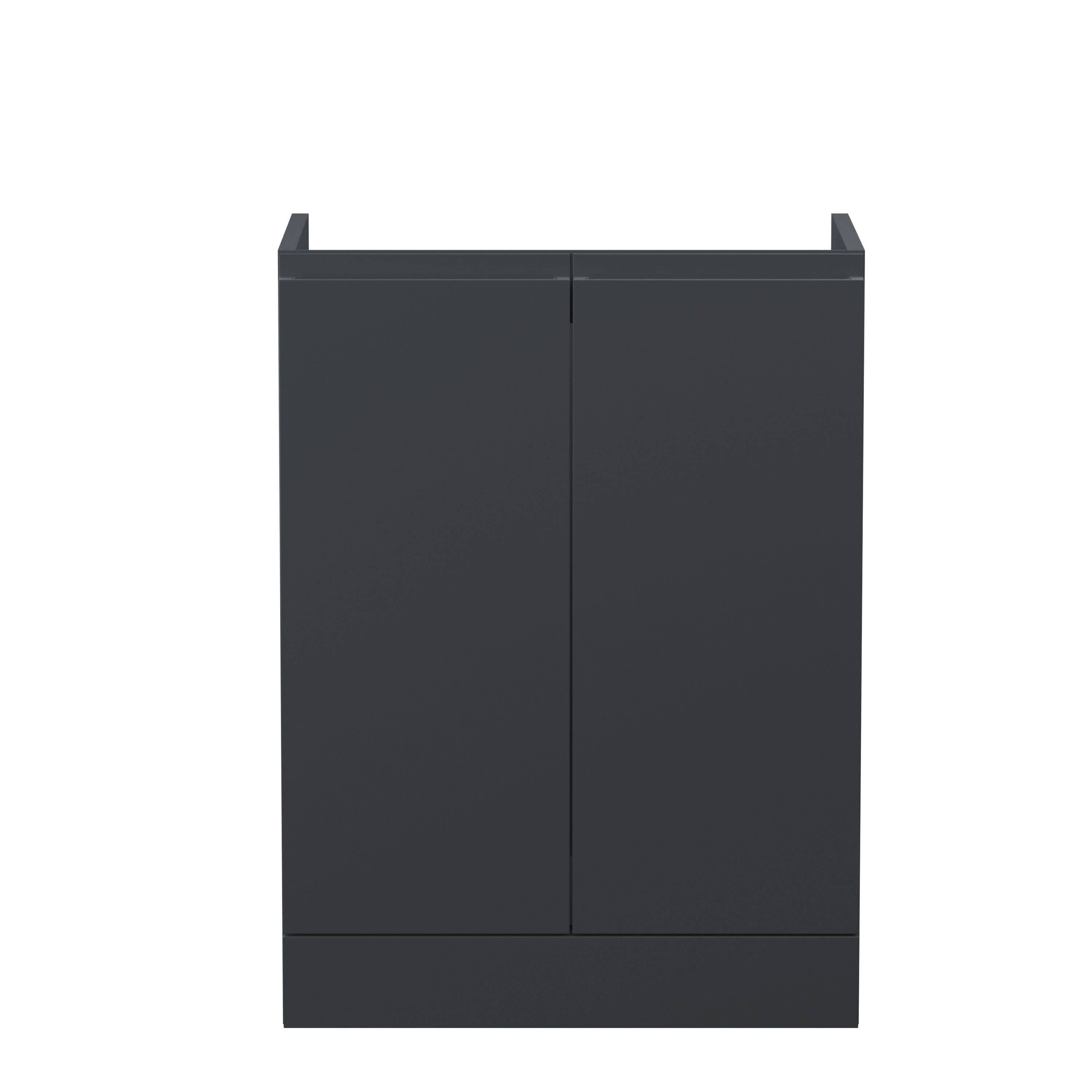 Hudson Reed Urban Floor Standing Vanity Unit, Durable 2 Soft Close Doors Handless Vanity Unit with Storage for Modern Bathrooms in Soft Black Finish, 600mm