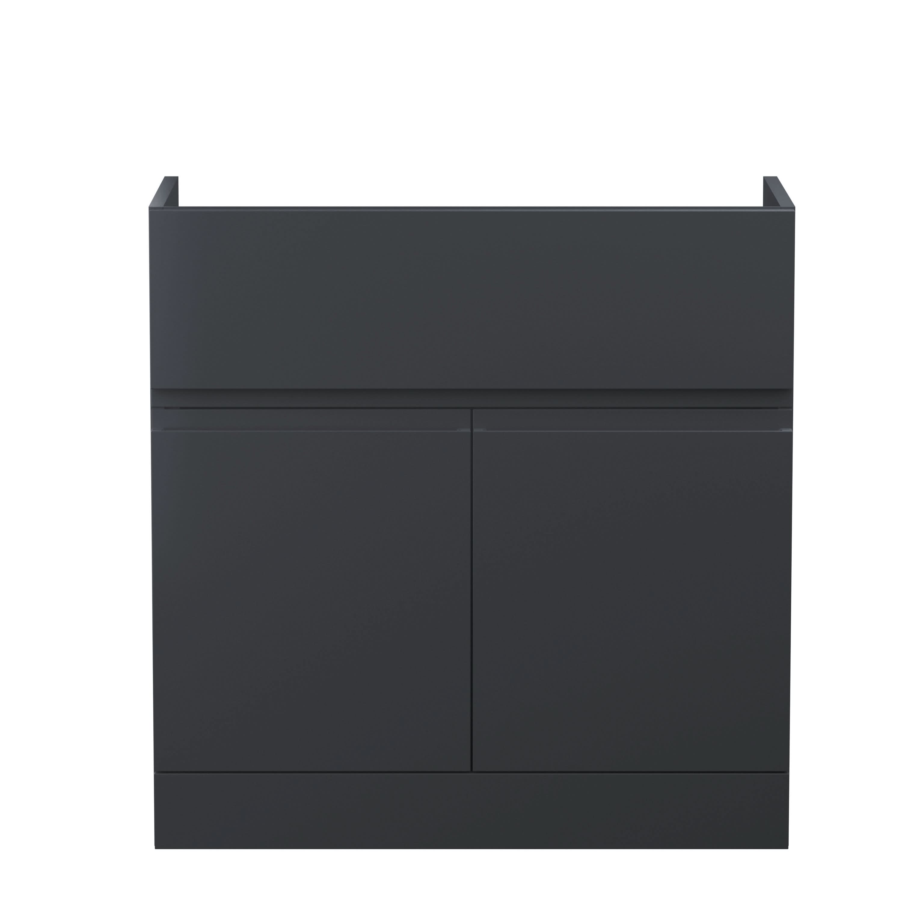 Hudson Reed Urban Floor Standing Vanity Unit, Durable 2 Soft Close Doors Handless Vanity Unit with Storage for Modern Bathrooms in Soft Black Finish, 800mm