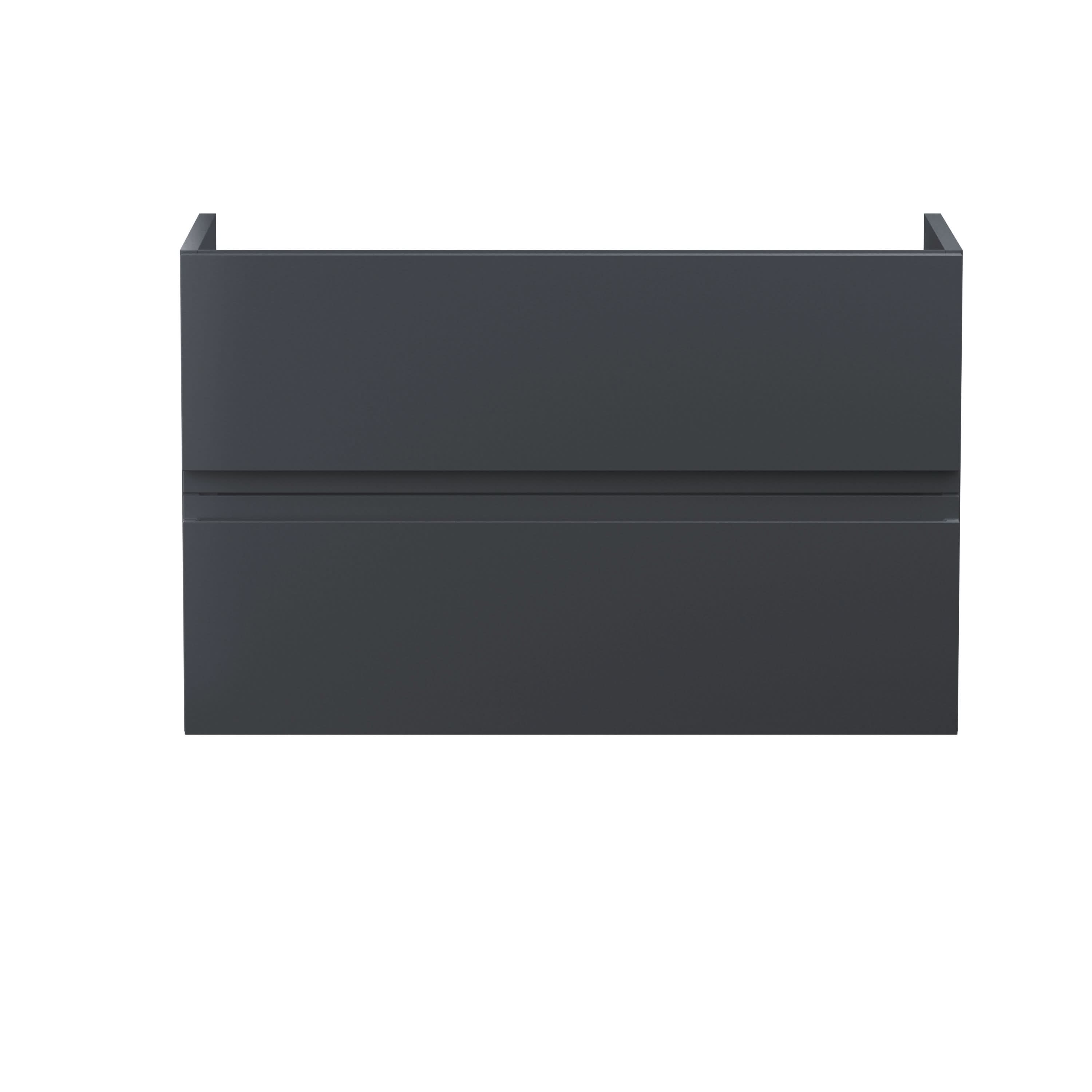 Hudson Reed Urban Wall Hung Vanity Unit, Durable 2 Soft Close Drawers Handless Vanity Unit with Storage for Modern Bathrooms in Soft Black Finish, 800mm