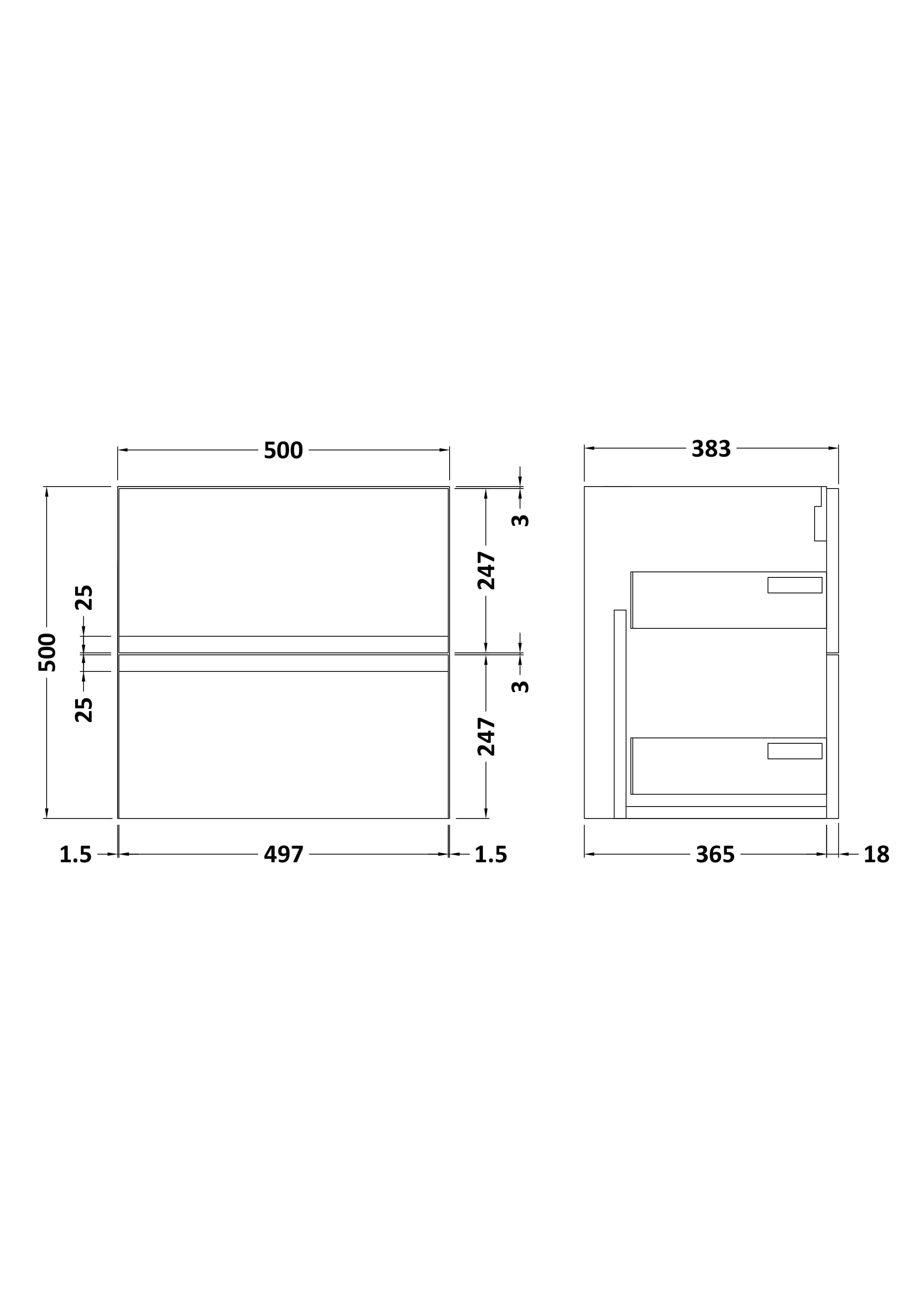 Hudson Reed Urban Wall Hung Vanity Unit, Durable 2 Soft Close Drawers Handless Vanity Unit with Storage for Modern Bathrooms in Satin White Finish, 500mm