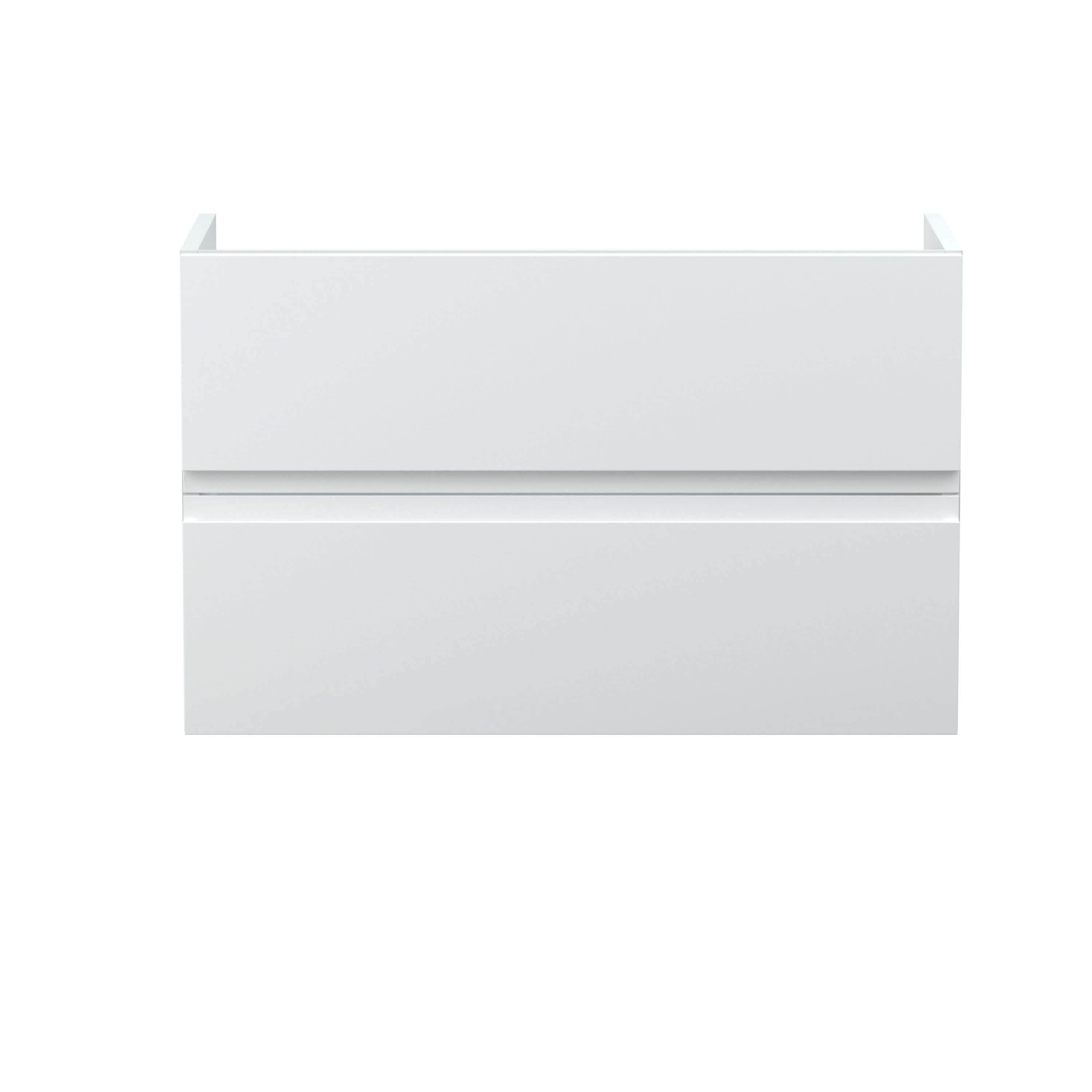 Hudson Reed Urban Wall Hung Vanity Unit, Durable 2 Soft Close Drawers Handless Vanity Unit with Storage for Modern Bathrooms in Satin White Finish, 800mm