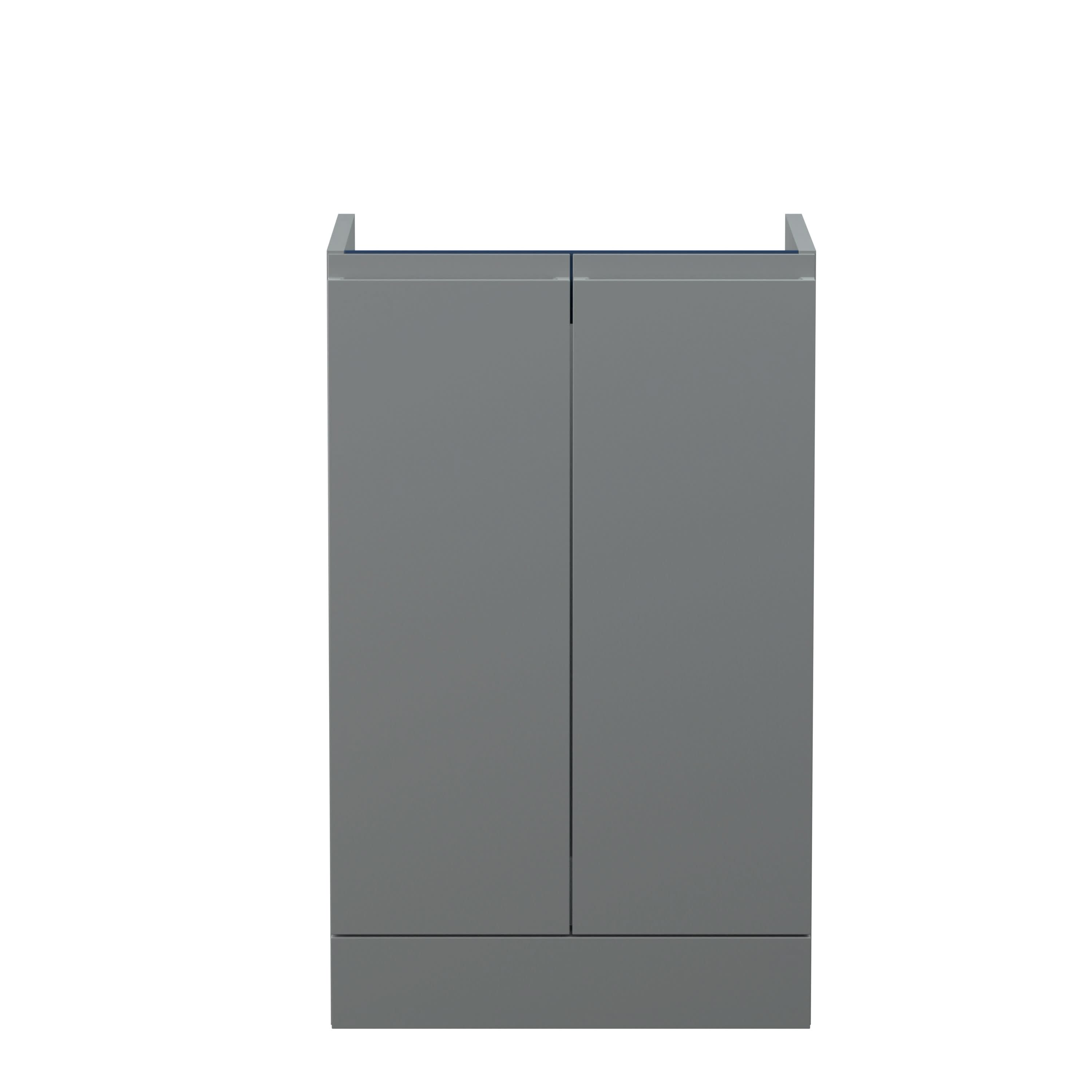 Hudson Reed Urban Floor Standing Vanity Unit, Durable 2 Soft Close Doors Handless Vanity Unit with Storage for Modern Bathrooms in Satin Grey Finish, 500mm