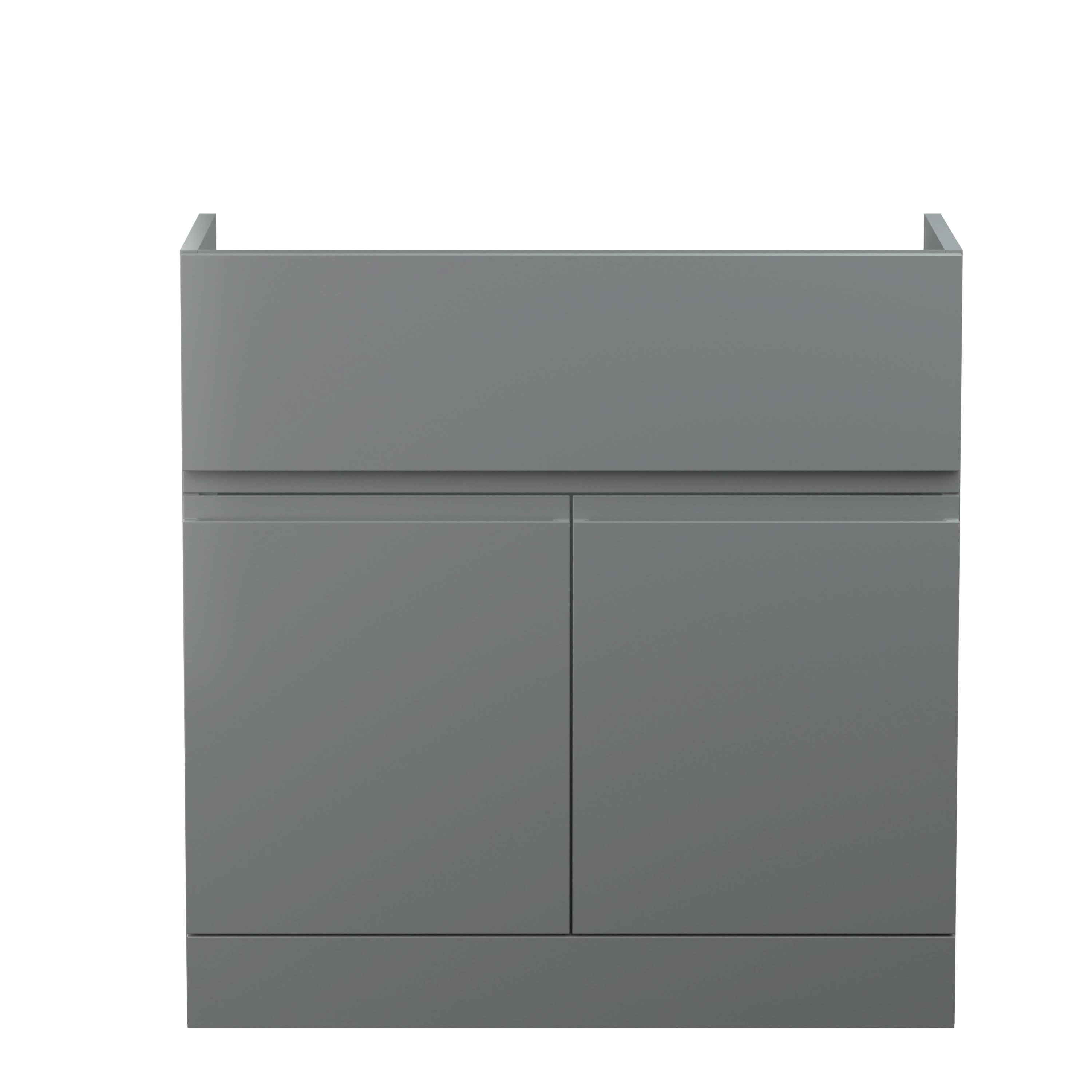 Hudson Reed Urban Floor Standing Vanity Unit, Durable 2 Soft Close Doors Handless Vanity Unit with Storage for Modern Bathrooms in Satin Grey Finish, 800mm