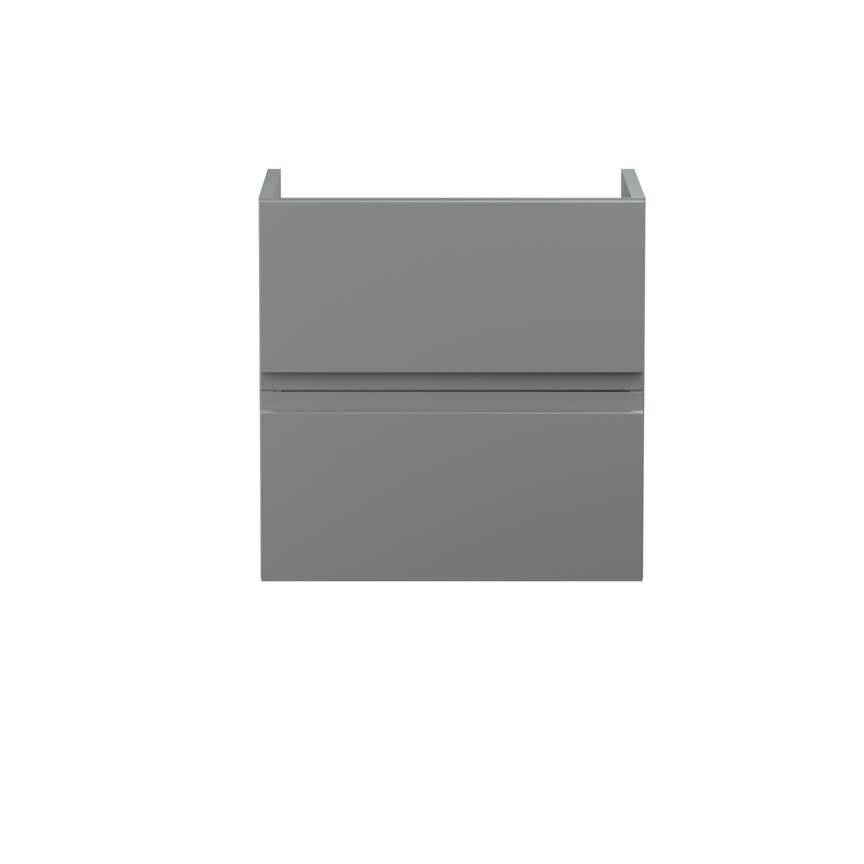 Hudson Reed Urban Wall Hung Vanity Unit, Durable 2 Soft Close Drawers Handless Vanity Unit with Storage for Modern Bathrooms in Satin Grey Finish, 500mm