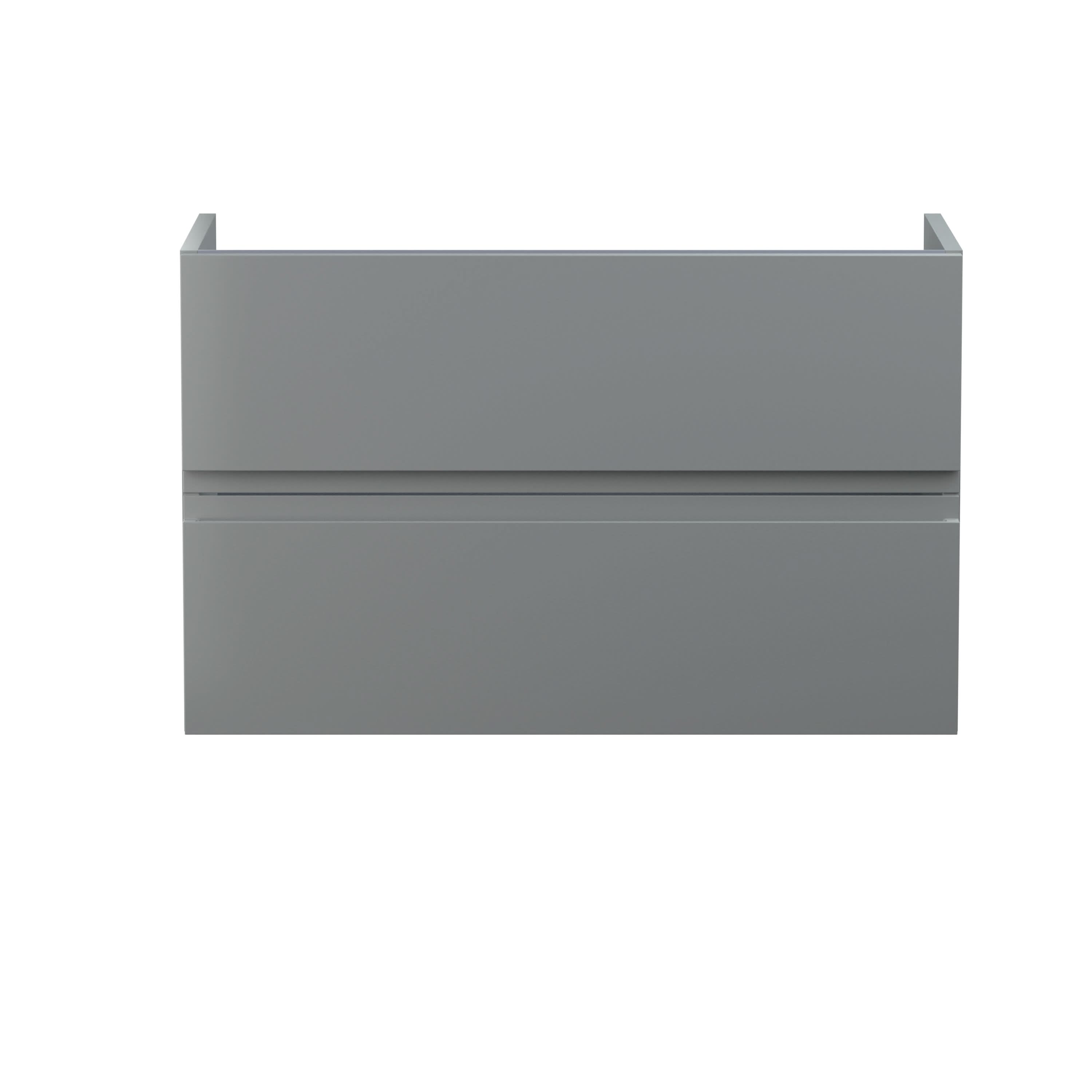 Hudson Reed Urban Wall Hung Vanity Unit, Durable 2 Soft Close Drawers Handless Vanity Unit with Storage for Modern Bathrooms in Satin Grey Finish, 800mm