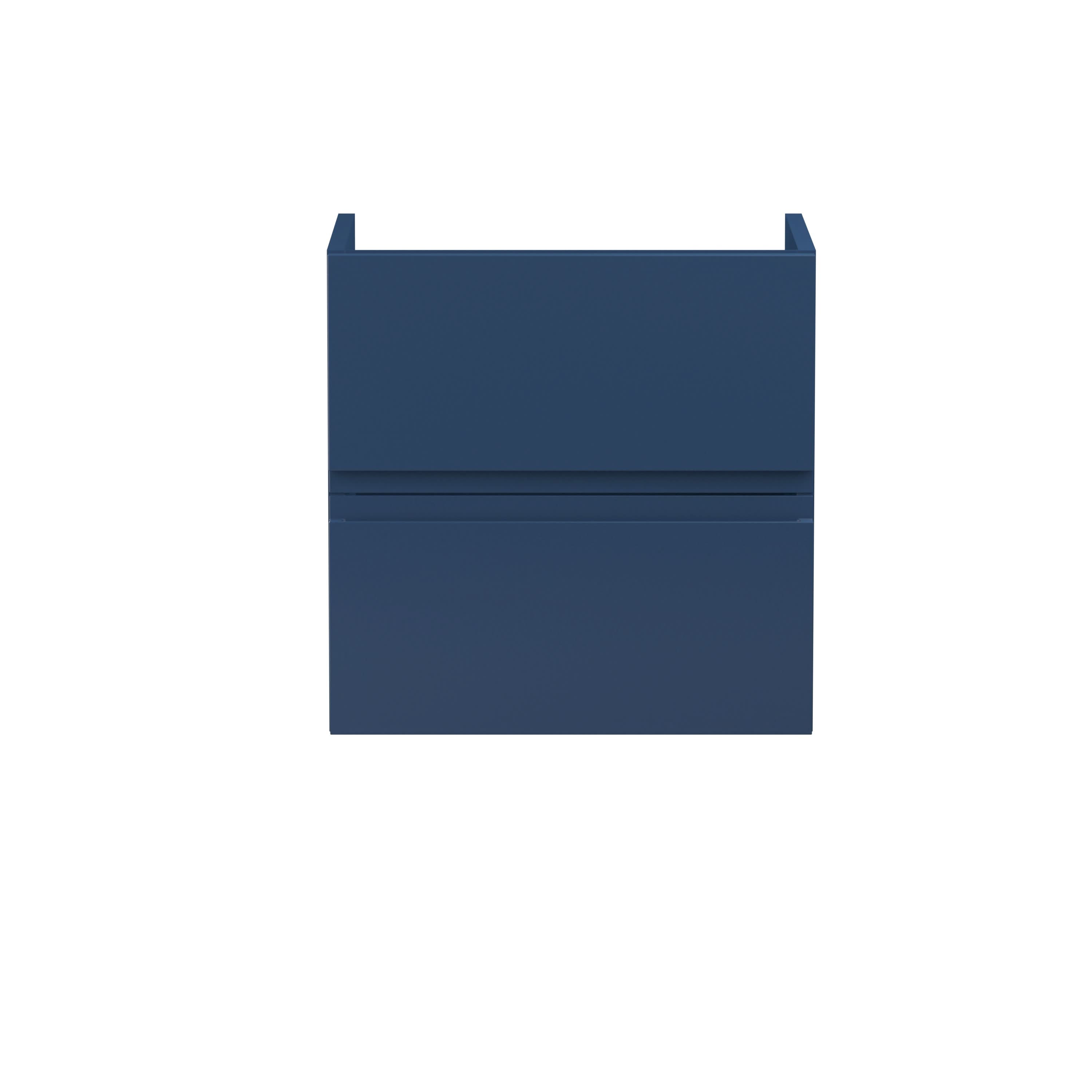 Hudson Reed Urban Wall Hung Vanity Unit, Durable 2 Soft Close Drawers Handless Vanity Unit with Storage for Modern Bathrooms in Satin Blue Finish, 500mm