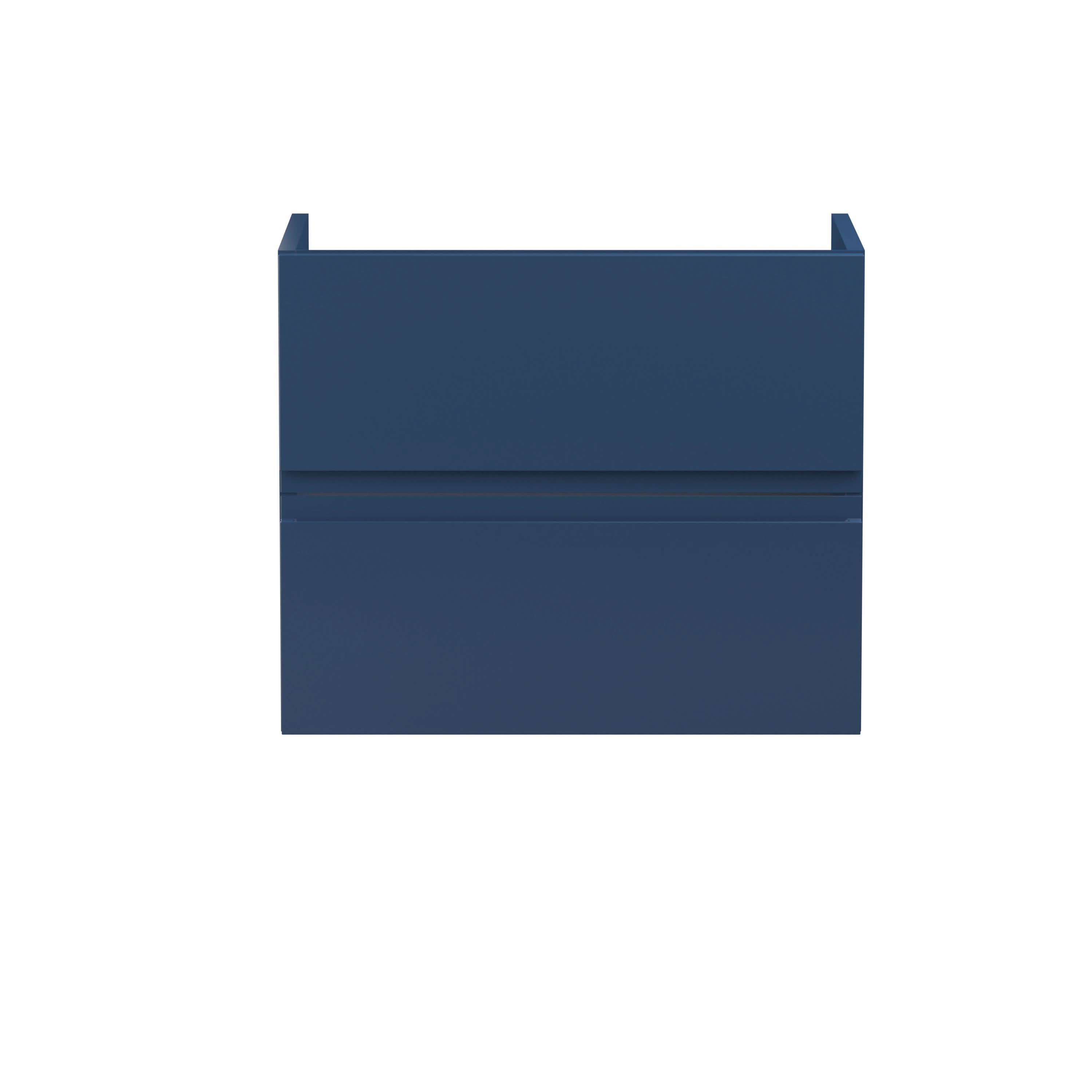 Hudson Reed Urban Wall Hung Vanity Unit, Durable 2 Soft Close Drawers Handless Vanity Unit with Storage for Modern Bathrooms in Satin Blue Finish, 600mm