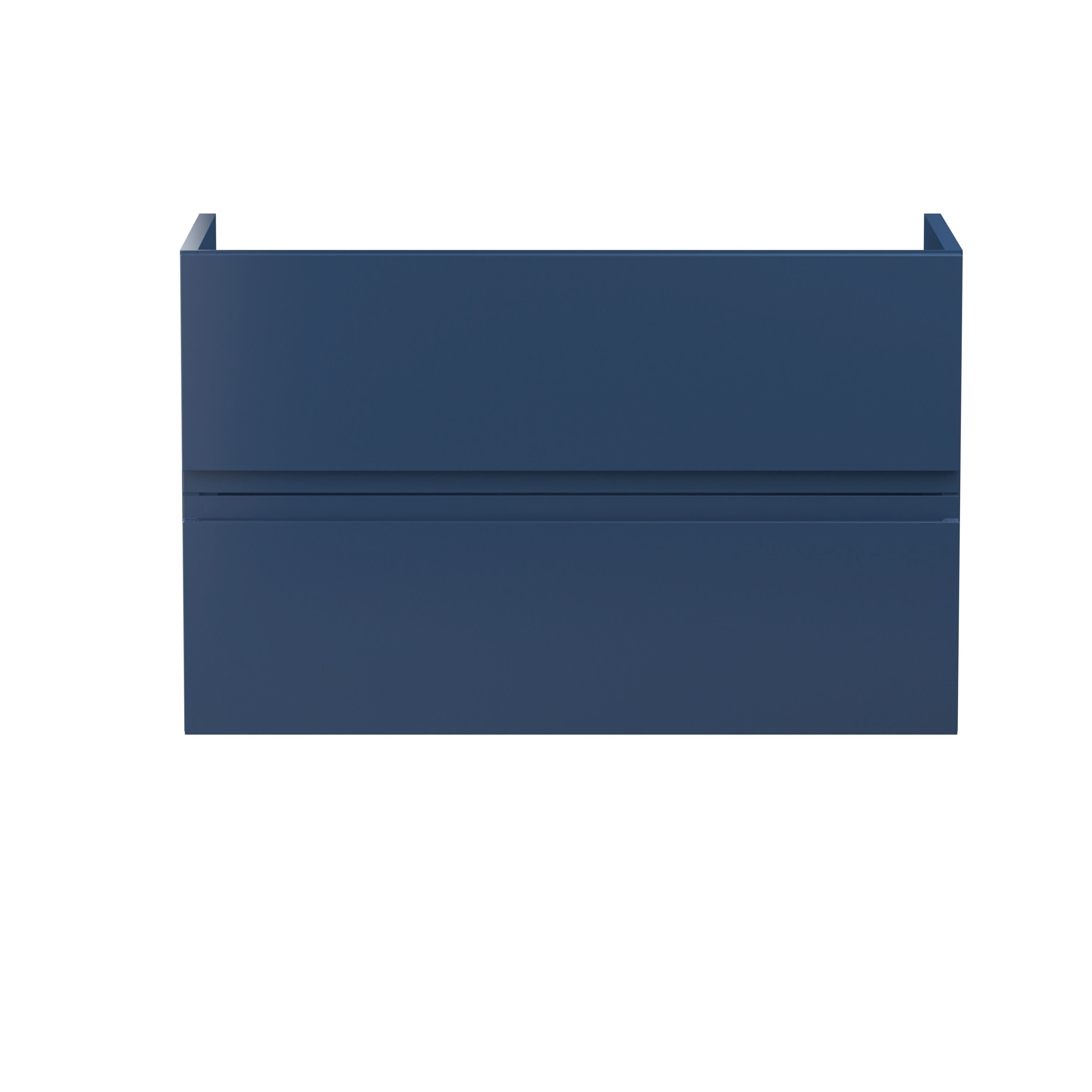 Hudson Reed Urban Wall Hung Vanity Unit, Durable 2 Soft Close Drawers Handless Vanity Unit with Storage for Modern Bathrooms in Satin Blue Finish, 800mm