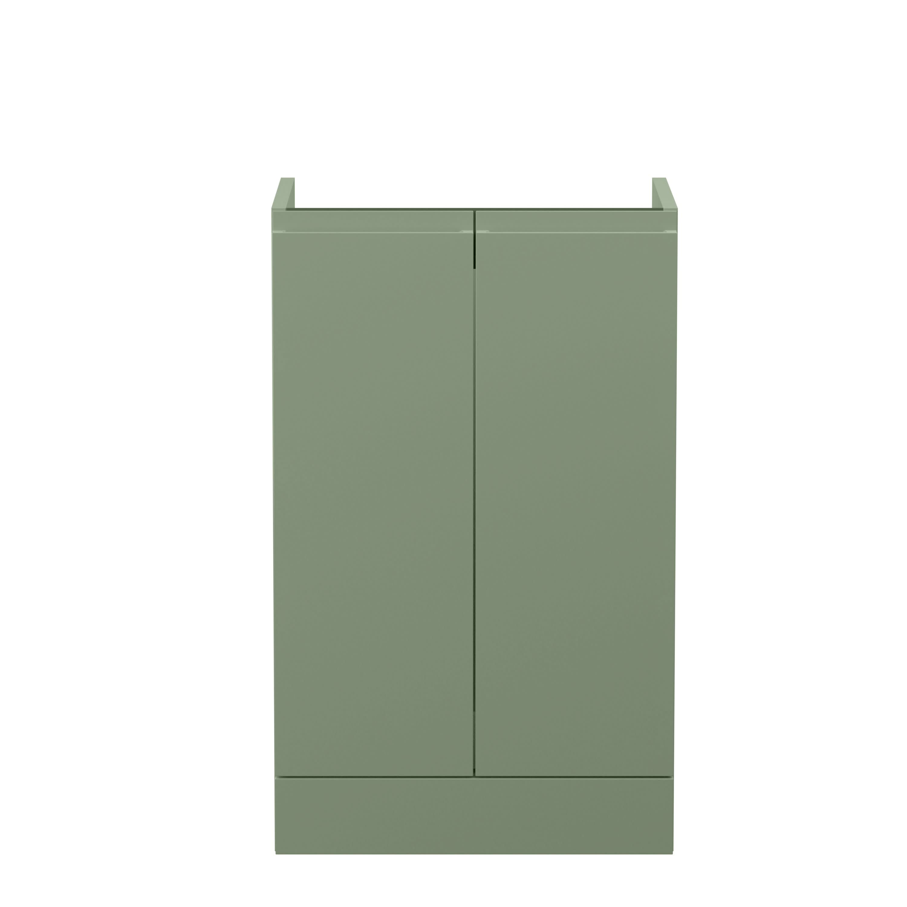 Hudson Reed Urban Floor Standing Vanity Unit, Durable 2 Soft Close Doors Handless Vanity Unit with Storage for Modern Bathrooms in
Satin Green Finish, 500mm