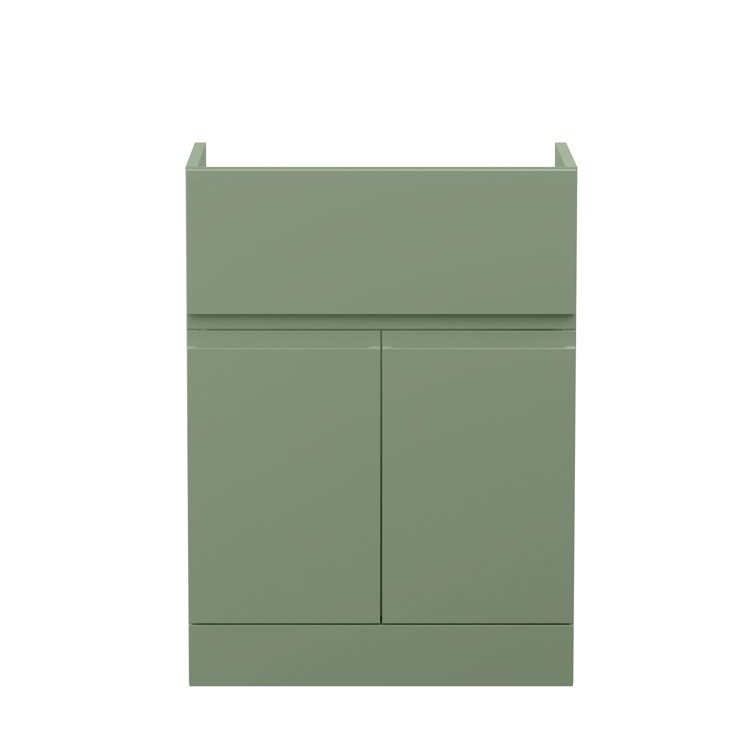 Hudson Reed Urban Floor Standing Vanity Unit, Durable Soft Close 2 Doors and Single Drawer Handless Vanity Unit with Storage for Modern Bathrooms in
Satin Green, 600mm
