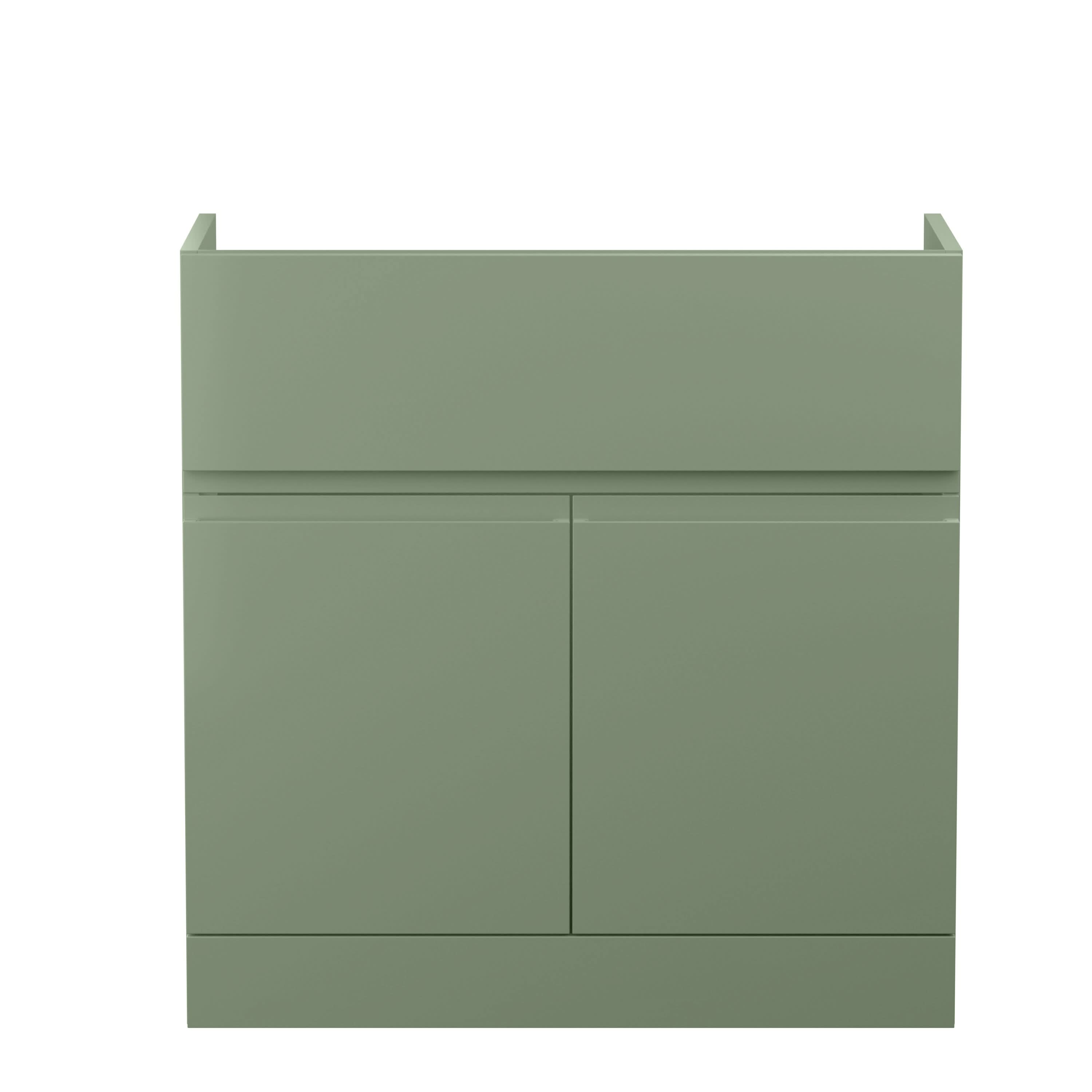 Hudson Reed Urban Floor Standing Vanity Unit, Durable 2 Soft Close Doors Handless Vanity Unit with Storage for Modern Bathrooms in
Satin Green Finish, 800mm