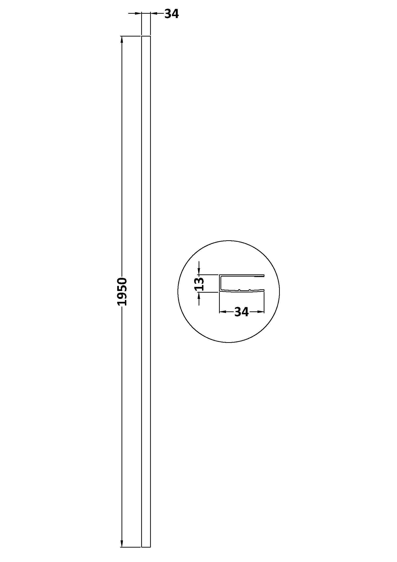 Hudson Reed Wetroom Wall Channel & Top Bar Kit, Wetroom Screens Accessories for Glass Panel & Shower Screen in Matt Black, 1950mm