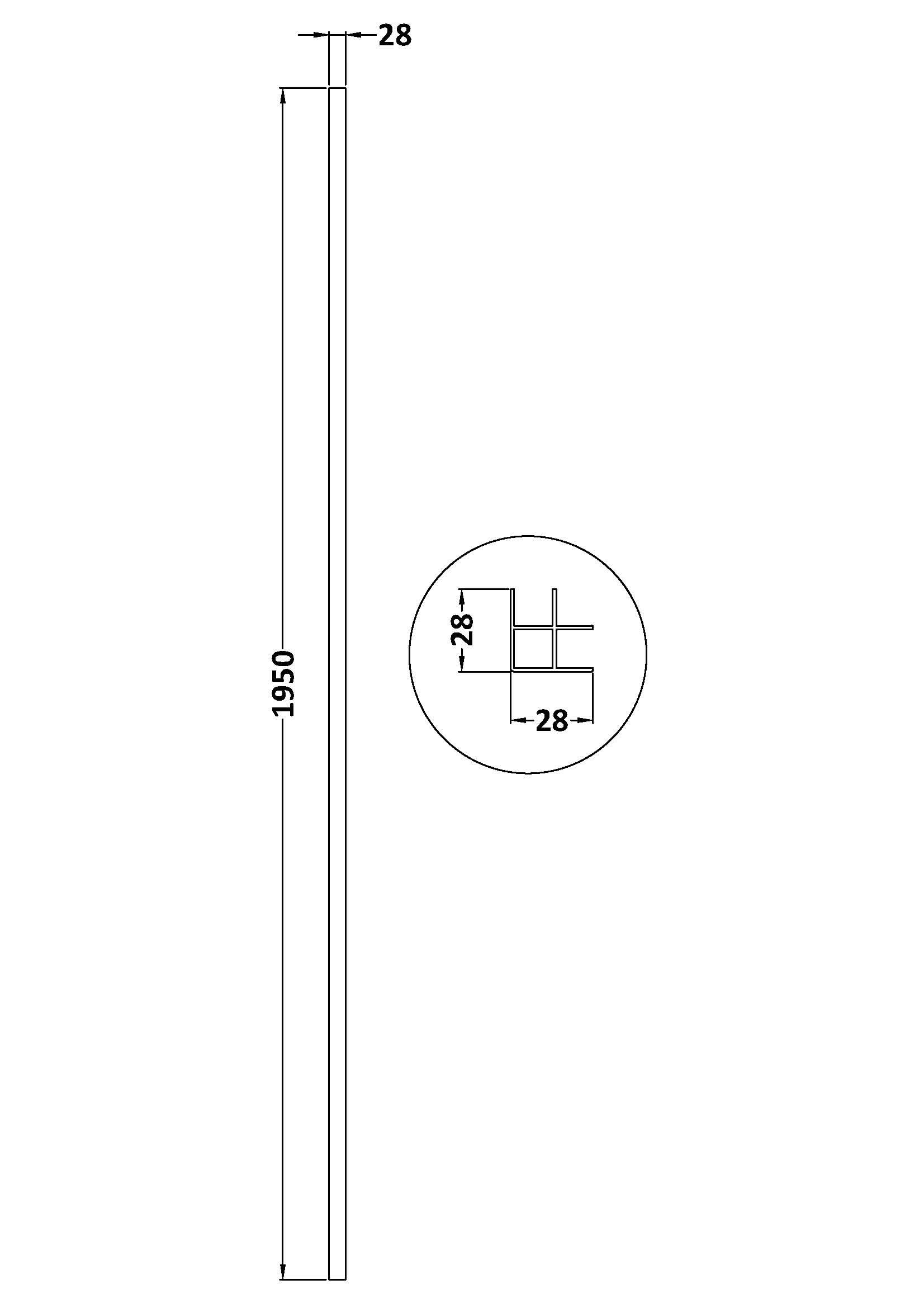 Hudson Reed Return Screen 'L' Profile Kit, Wetroom Screens Accessories for Glass Panel & Shower Screen in Matt Black, 1950mm