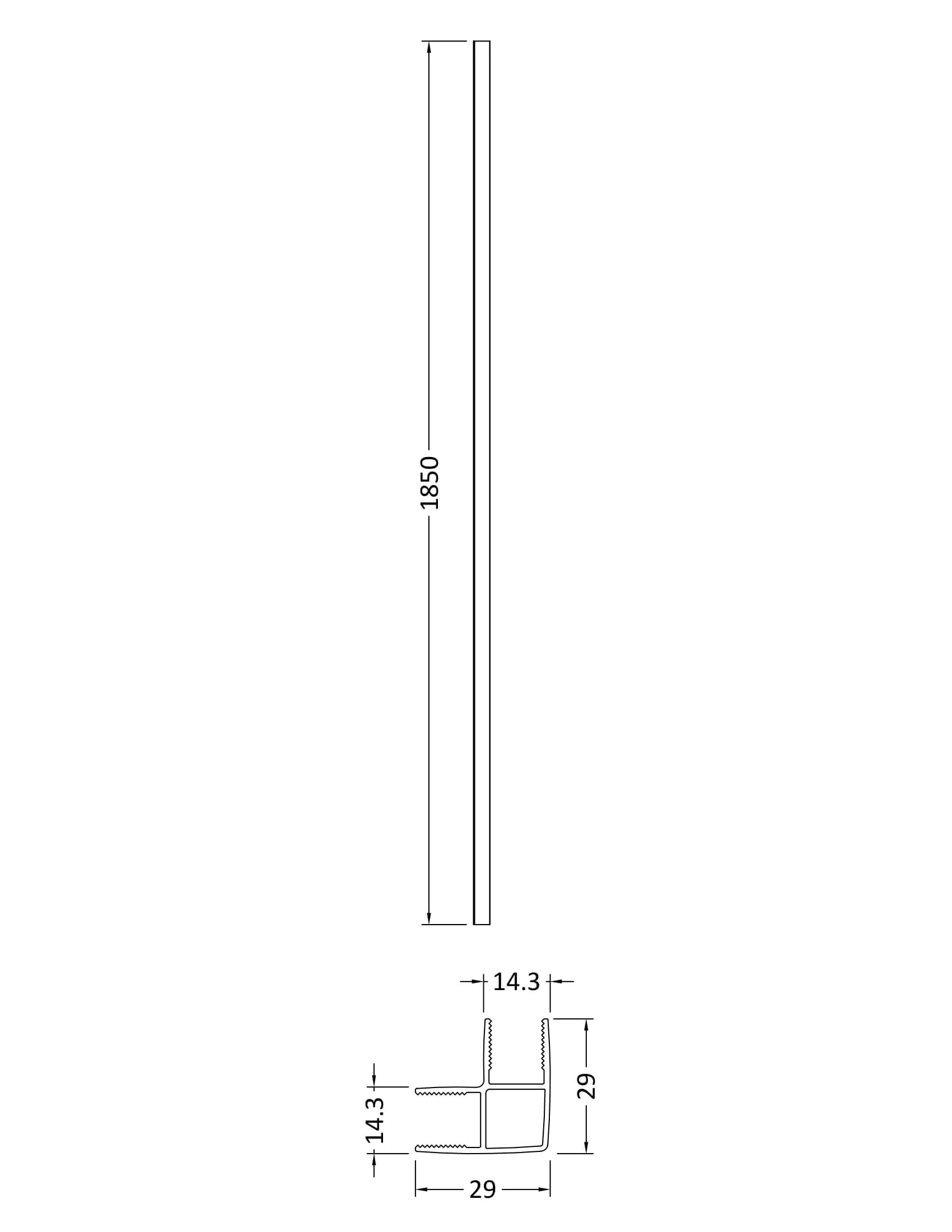 Hudson Reed Wetroom Return Screen L Profile Kit, Modern Aluminium Shower Accessories for Modern Bathroom in Brushed Brass, 1850mm