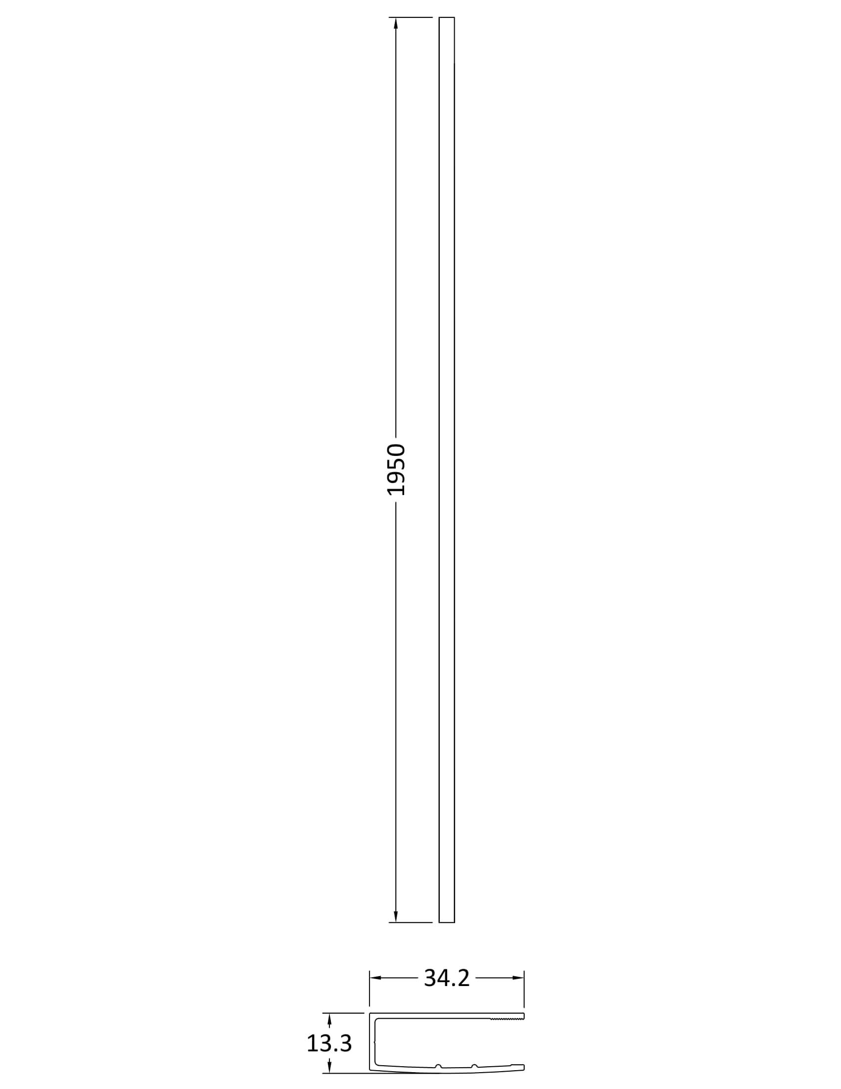 Hudson Reed Wetroom Wall Channel & Top Bar Kit, Wetroom Screens Accessories for Glass Panel & Shower Screen in Brushed Brass, 1950mm