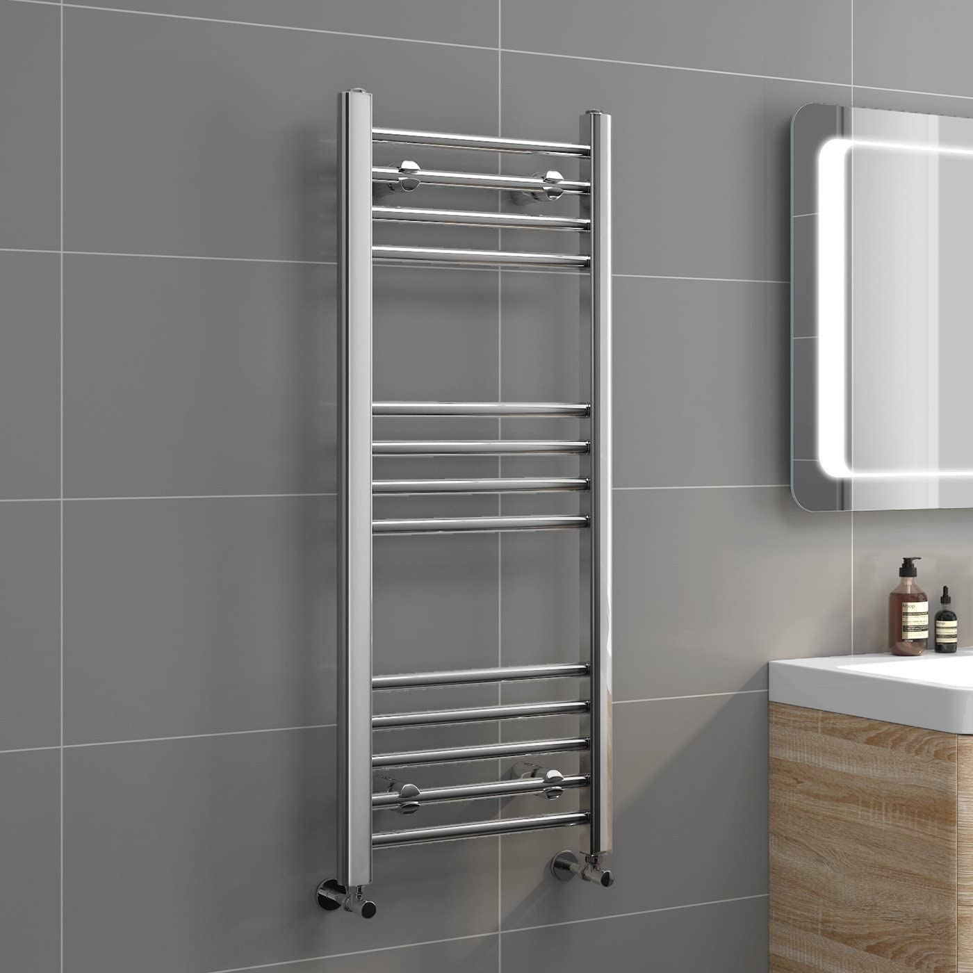 iBathUK Zypher Curved Heated Towel Rail Bathroom Radiator, Designer Radiator for Bathroom, Anthracite Grey, 1000 x 400mm