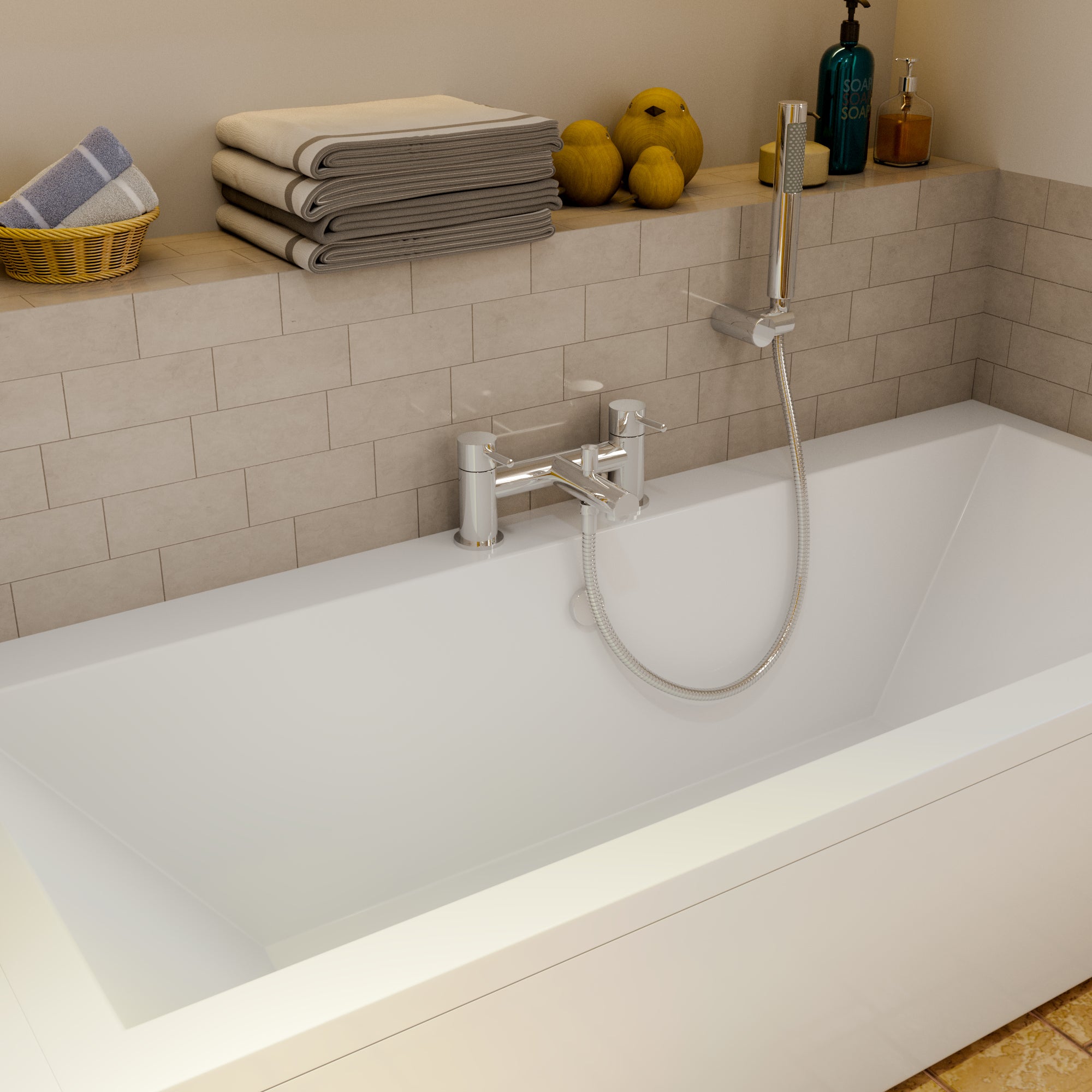 Delta Round lever Bath Shower Mixer Tap with Kit