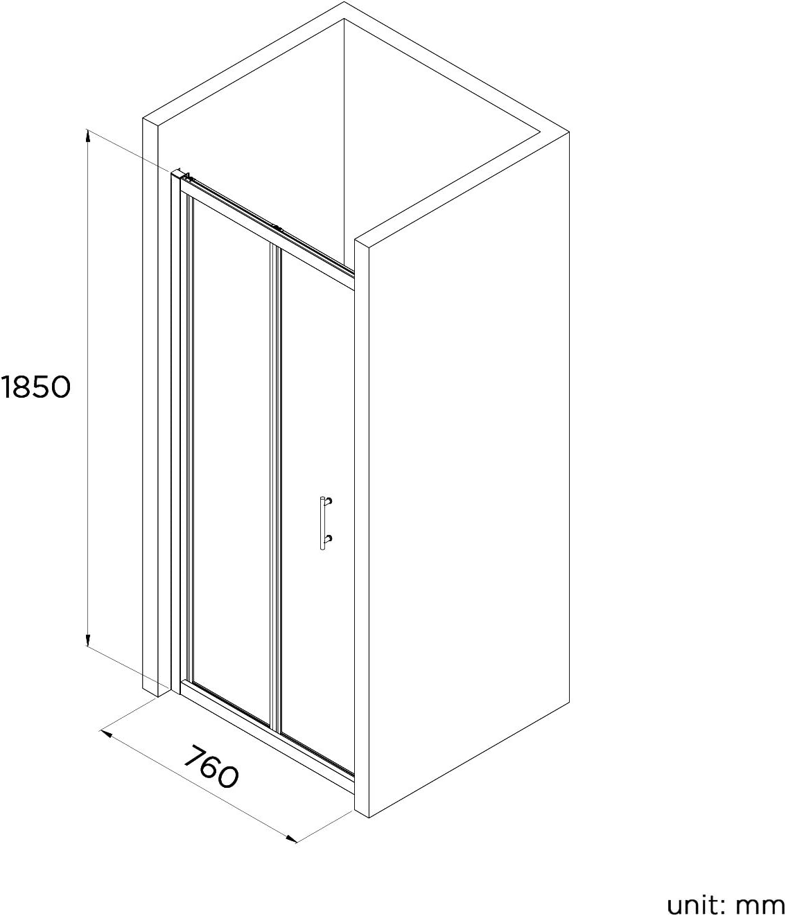 iBathUK Solis Bifold EasyClean Glass Shower Enclosure, Reversible 6mm Folding Door, 760mm