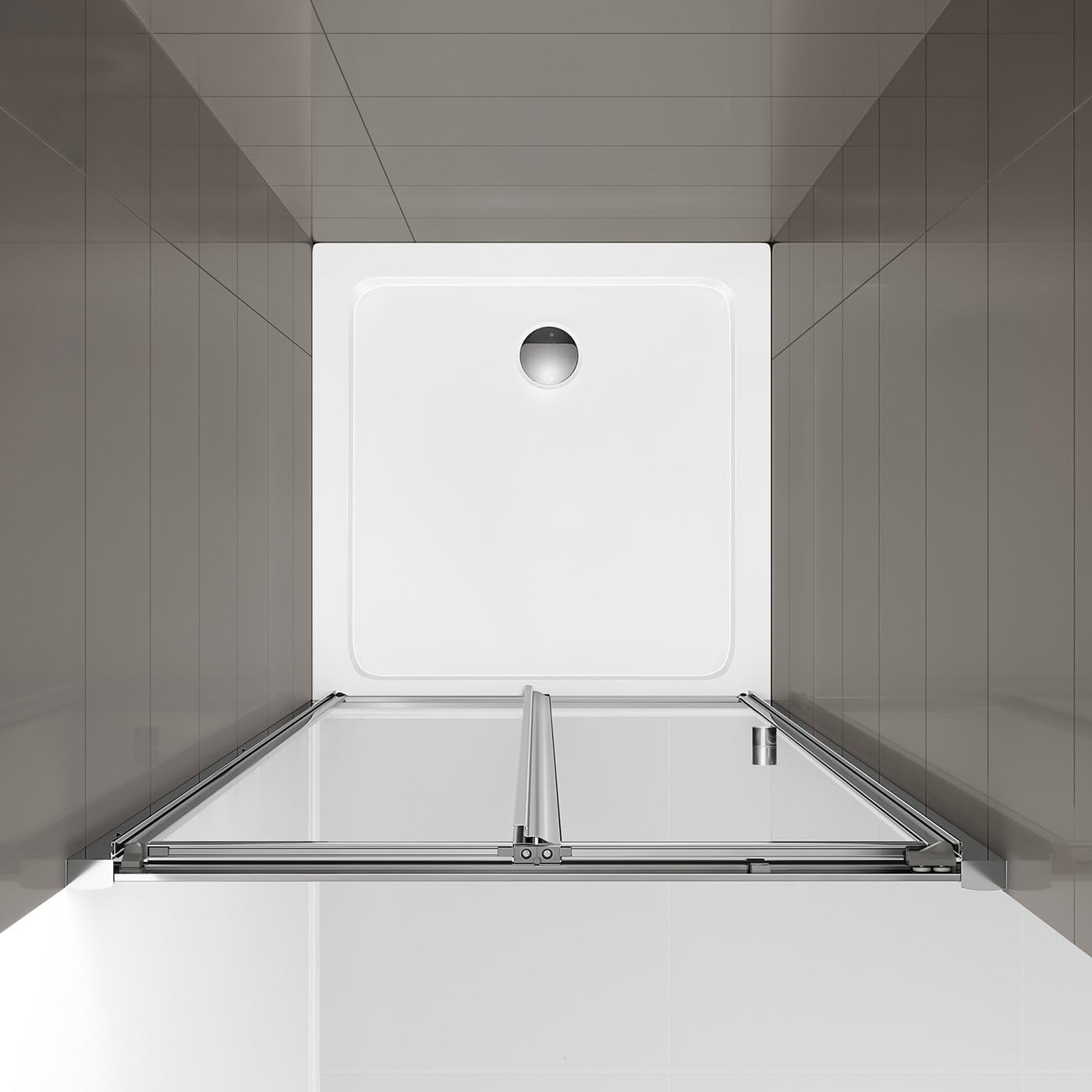 iBathUK Vesper Bifold Shower Enclosure, Reversible 6mm EasyClean Glass Door Cubicle, 700mm