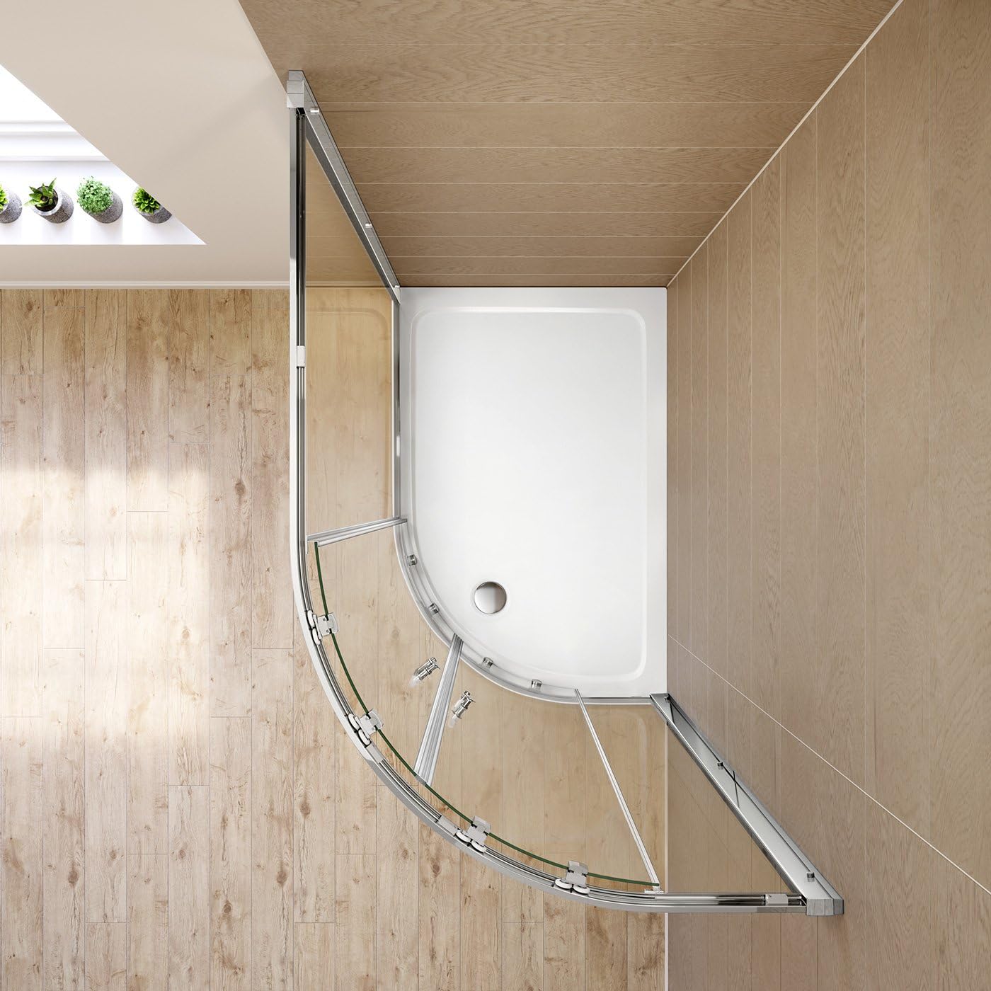 iBathUK Solis Quadrant Sliding Shower Enclosure, 6mm Reversible Glass Door for Modern Bathroom Corners, Offset Quadrant Shower Enclosure, 900 x 760mm