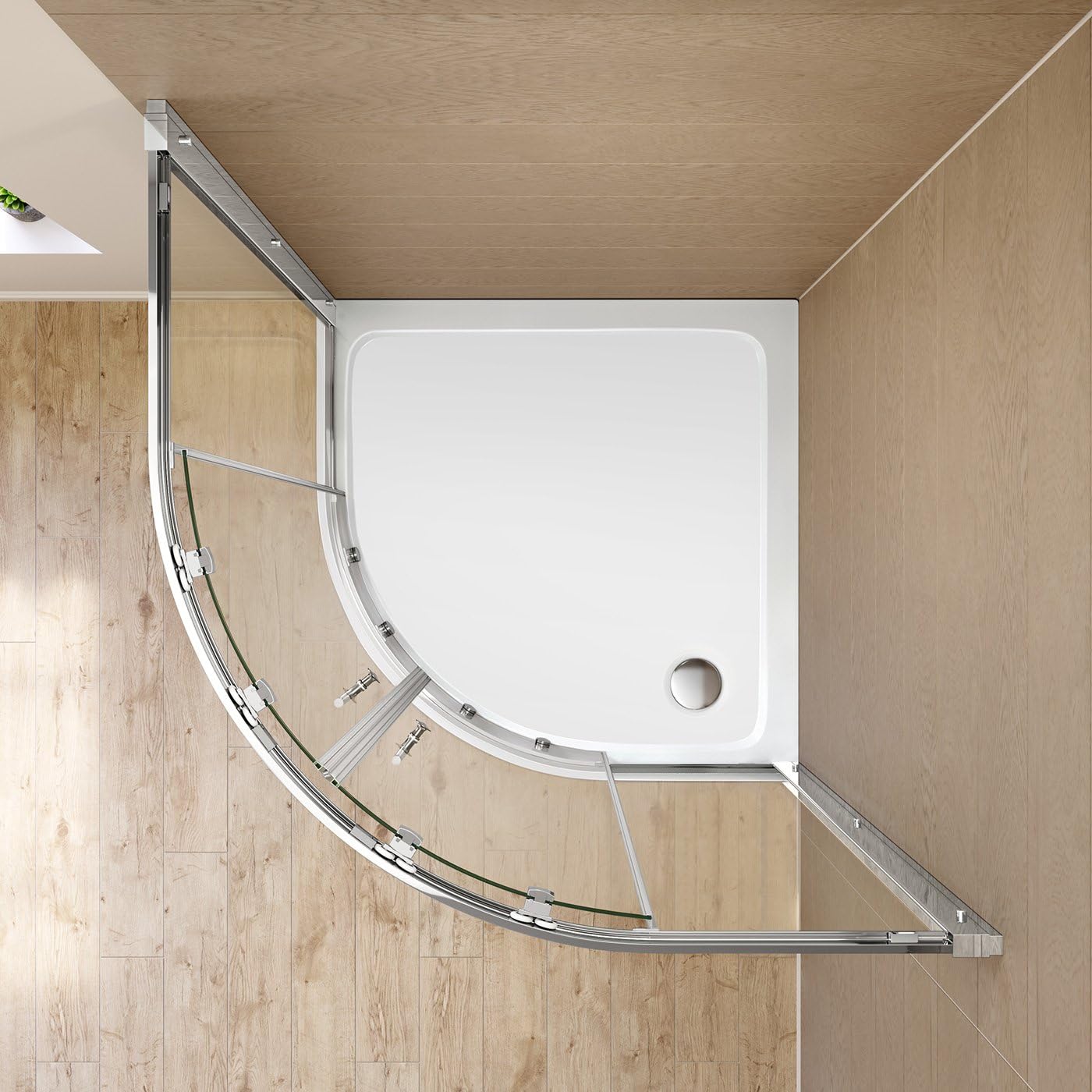 iBathUK Solis Quadrant Sliding Shower Enclosure, 6mm Reversible Glass Door for Modern Bathroom Corners, Offset Quadrant Shower Enclosure, 800 x 800mm