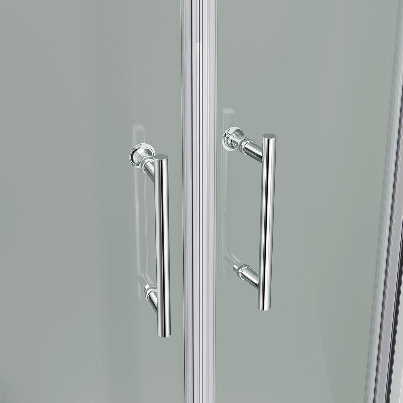 iBathUK Solis Quadrant Sliding Shower Enclosure, 6mm Reversible Glass Door for Modern Bathroom Corners, Offset Quadrant Shower Enclosure, 800 x 800mm