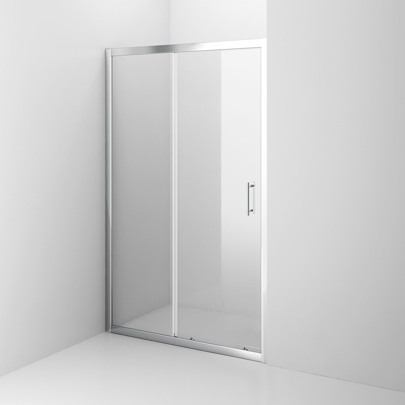 iBathUK Solis Sliding Shower Enclosure, Reversible 6mm Toughened Glass Door for Modern Bathroom Cubicles, Sliding Shower Enclosure, 1000mm