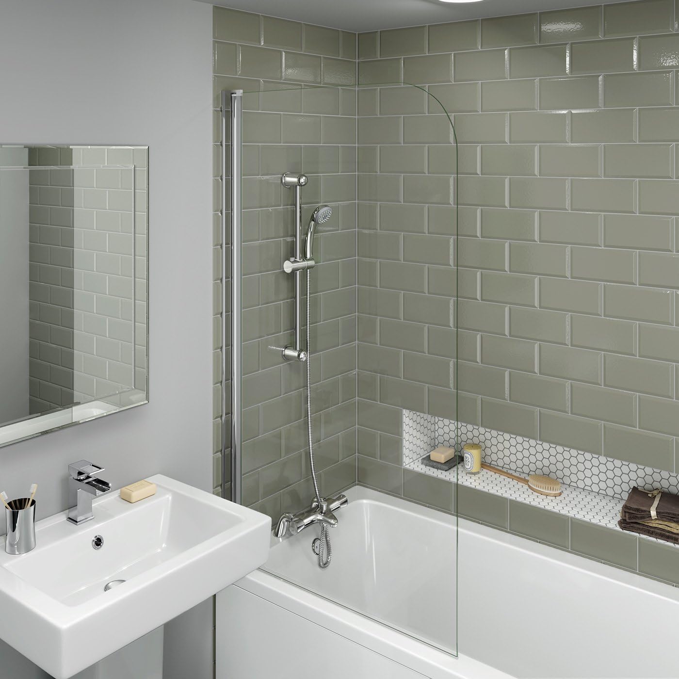 iBathUK Lex Thermostatic Shower Mixer Valve Bath Deck Tap Riser Rail and Handset Set, Thermostatic Bar Shower Valve, Chrome
