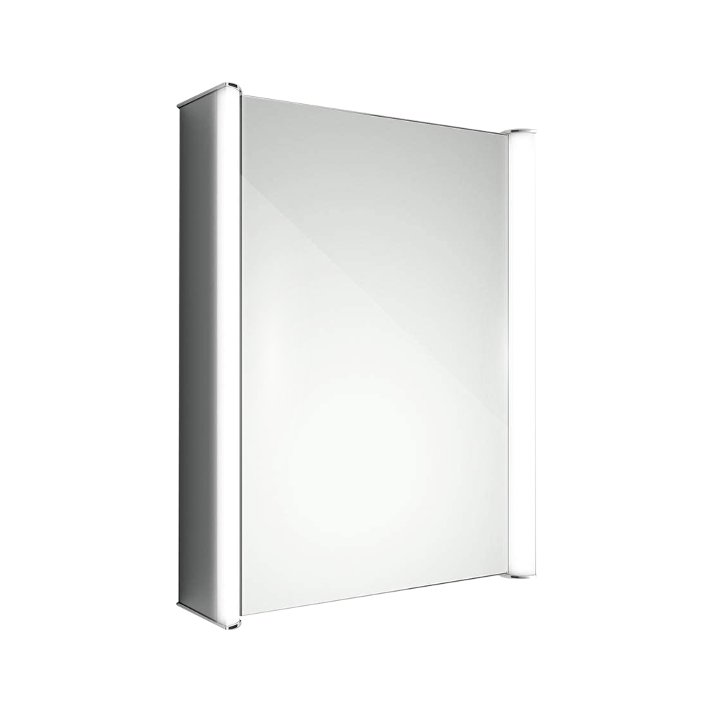 iBathUK Rehaus Wall-Mounted LED Illuminated Mirror Cabinet with Bluetooth, Shaver Socket, Touch Sensor, Adjustable Glass Shelves, Modern Bathroom Cabinet With Mirror in Silver, 500x650mm