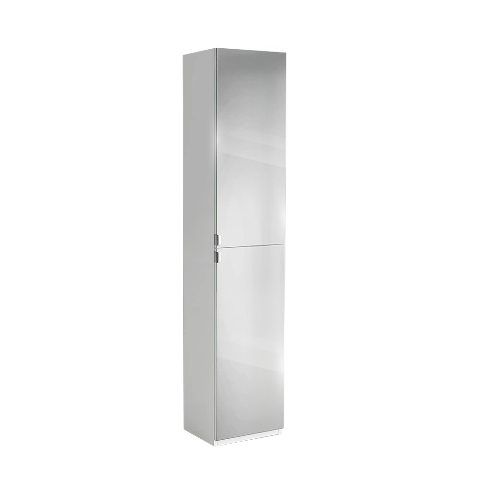 iBathUK Gleam Freestanding Bathroom Mirror Cabinet 1700mm, Tall Vertical Storage Cabinet with 4 Mirrored Doors & Adjustable Shelves - Matte White