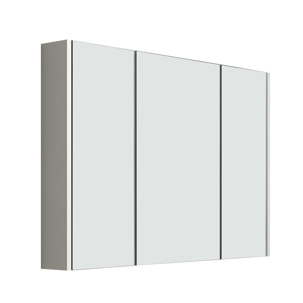 iBathUK Storvue Wall-Mounted Bathroom Mirror Cabinet with 3 Soft-Close Mirrored Doors, Contemporary Bathroom Mirror Cabinet in Gloss White Finish, 900mm