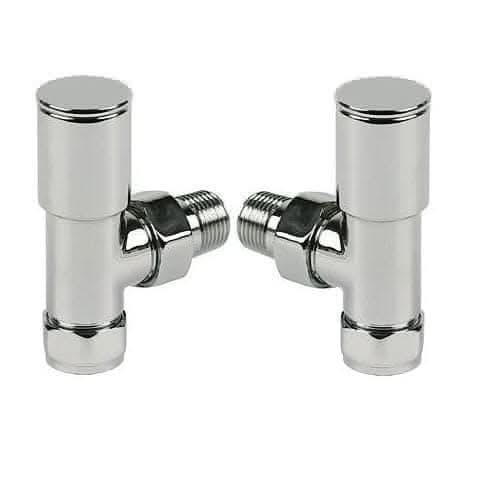 iBathUK Eco Round Radiator Valve Pair, Clip-On Install, Anti-Scald Design, Chrome & Matt White, Wall or Floor Mounted, Universal Fit for All Radiators