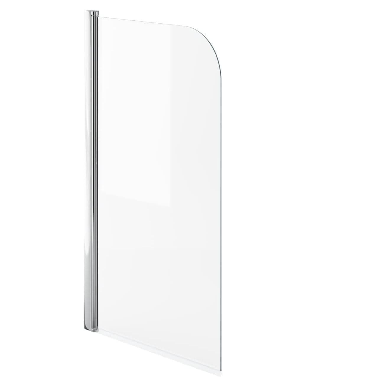Modern Curved Edge Straight Bath Screen - 6mm Glass - 1400mm x 800mm - Chrome