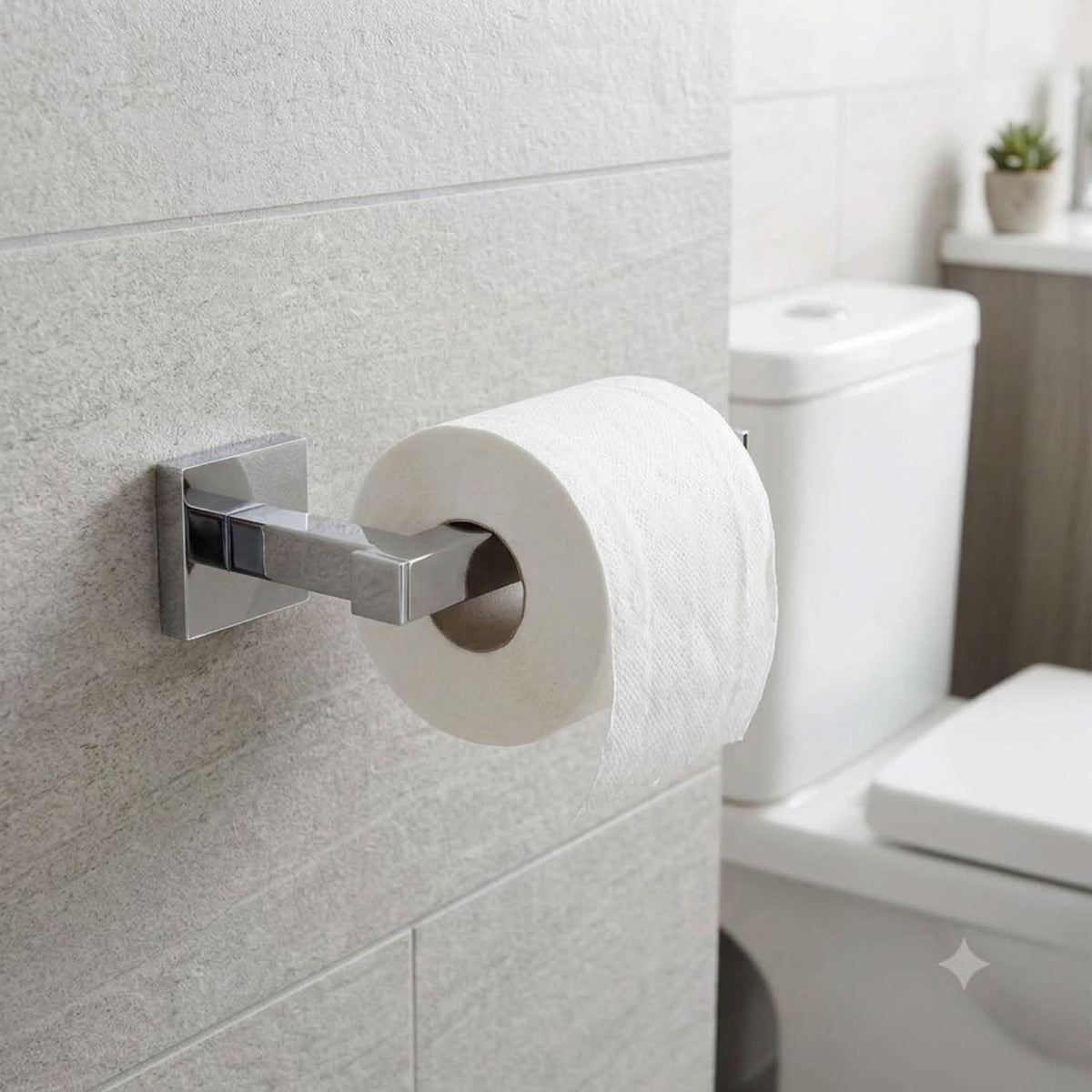 Vanta Wall Mounted Modern Toilet Roll Holder - Chrome