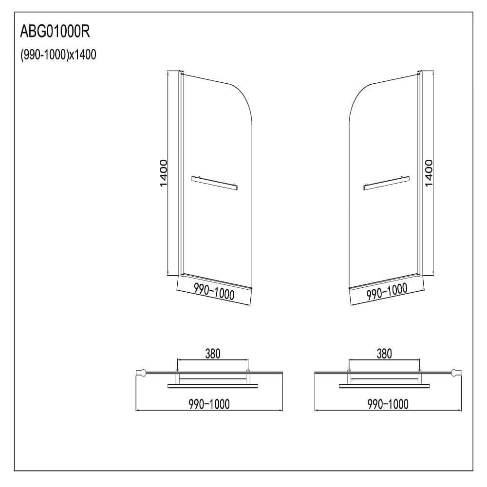 Modern Shower Reversible Bath Screen With Panel And Towel Rail - 1400mm x 1000mm - Chrome