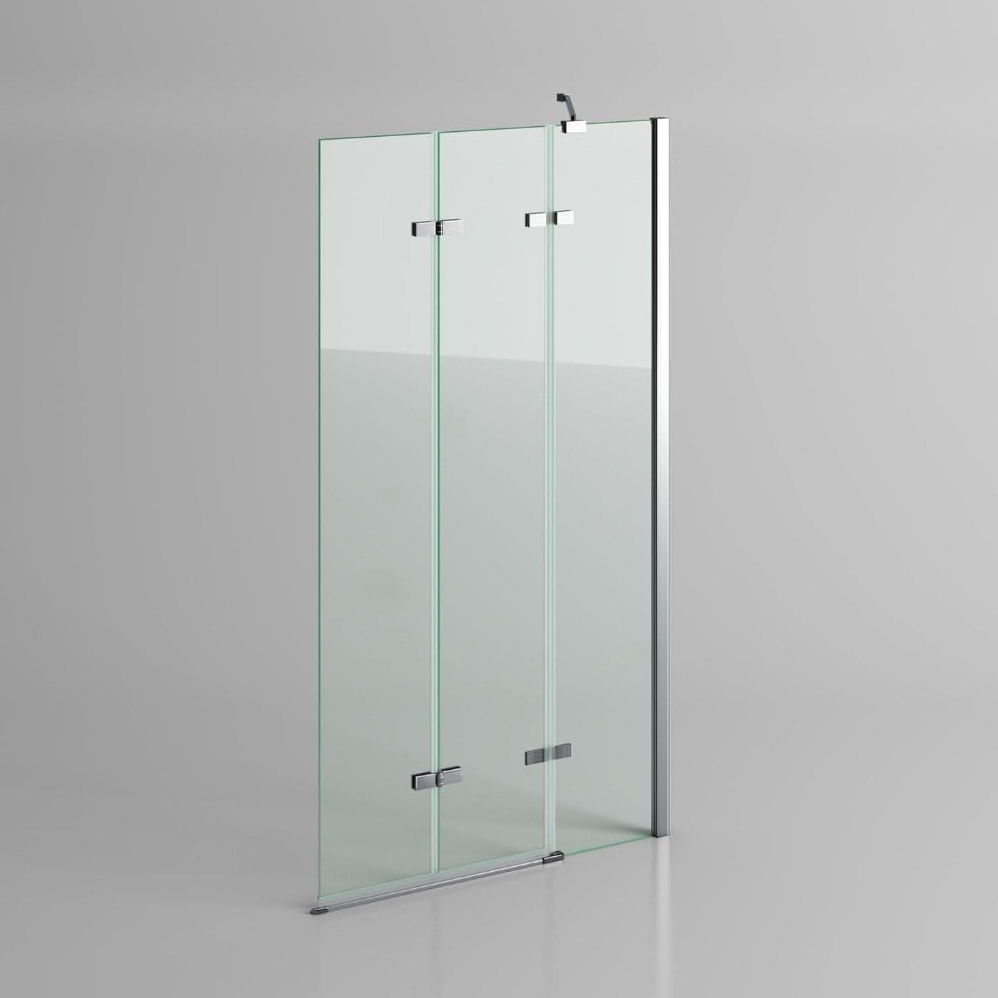 Modern Folding Shower Bath Screen With Panel - RH - 1400mm x 800mm - Chrome
