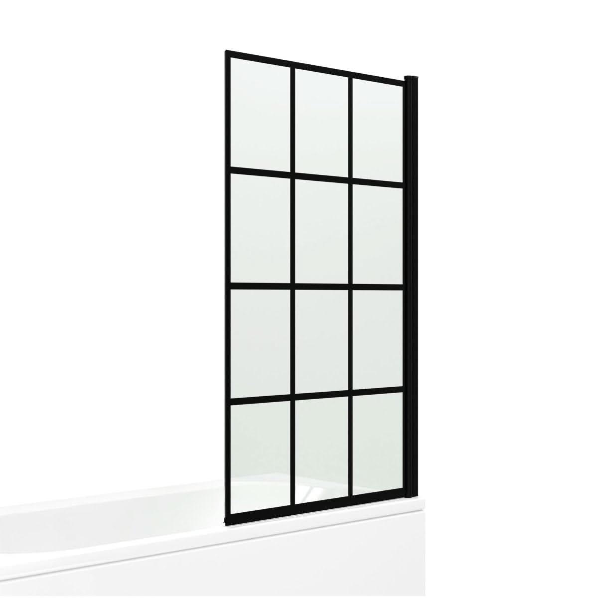 Modern Designer Non-foldable Shower Bath Screen - 1400mm x 800mm - Matt Black