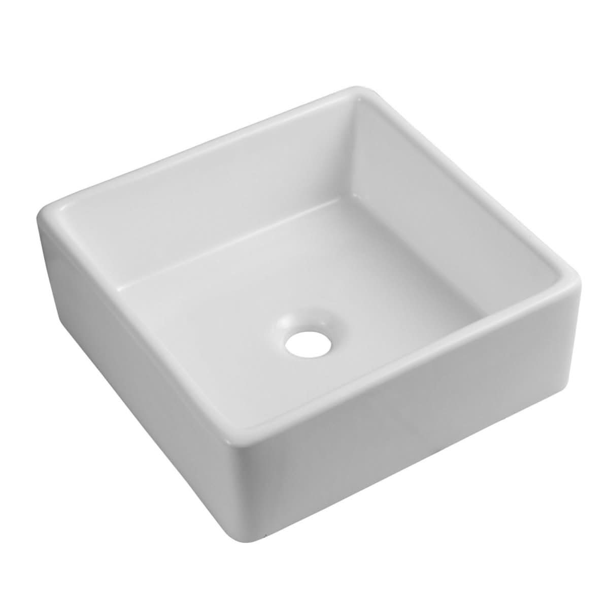 Modern Square Ceramic Cloakroom Countertop Basin - 380mm x 380mm - Gloss White