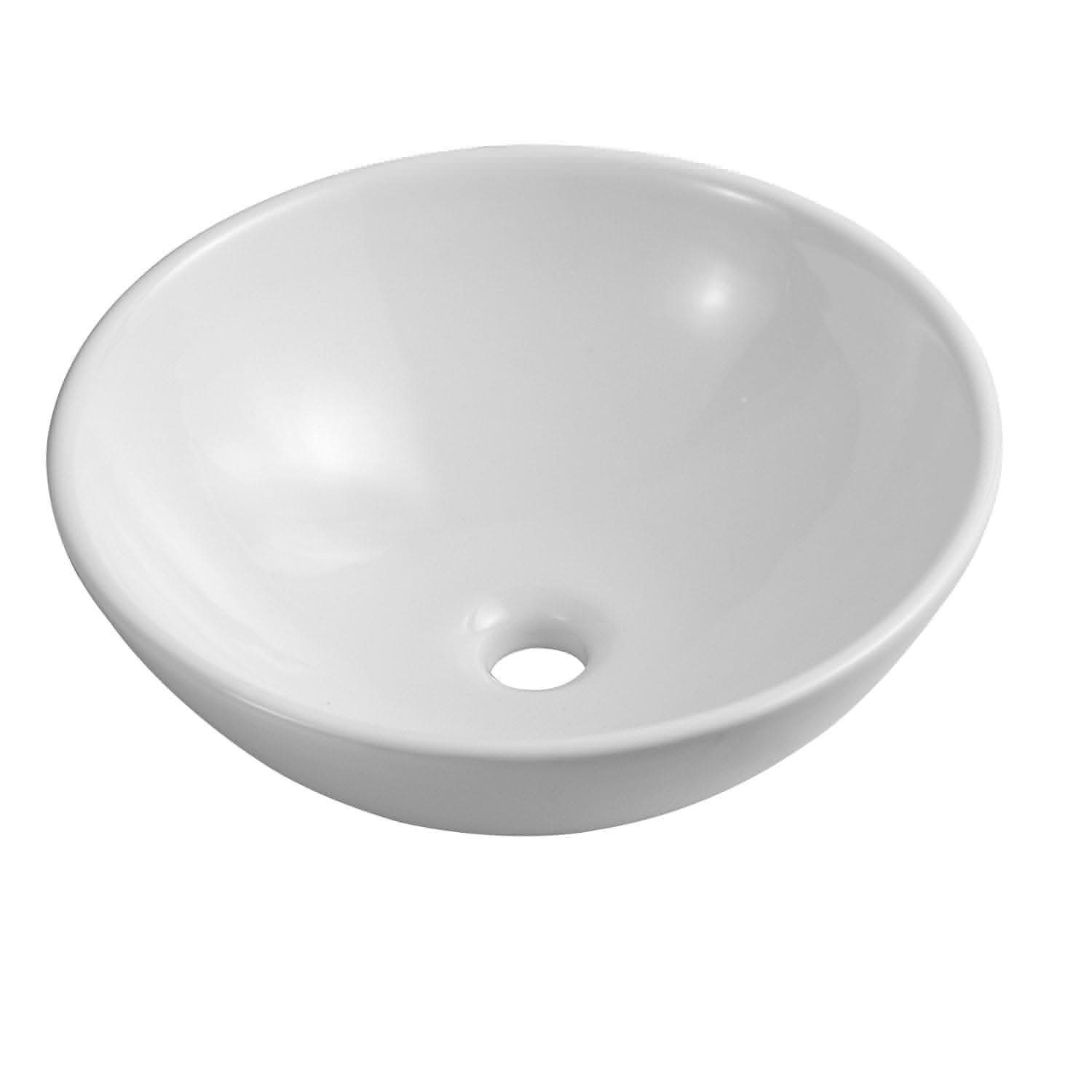 Modern Round Ceramic Cloakroom Countertop Basin - 415mm x 415mm - Gloss White