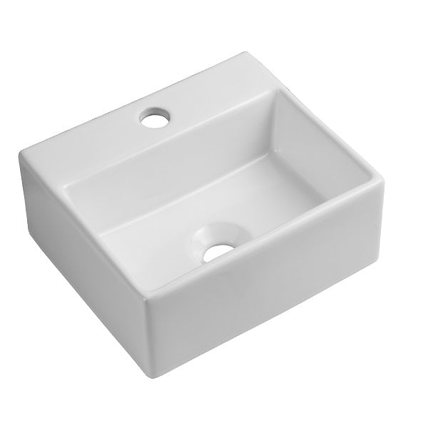 Nio Rectangle Cloakroom Wall Hung Basin - 1 TH - White