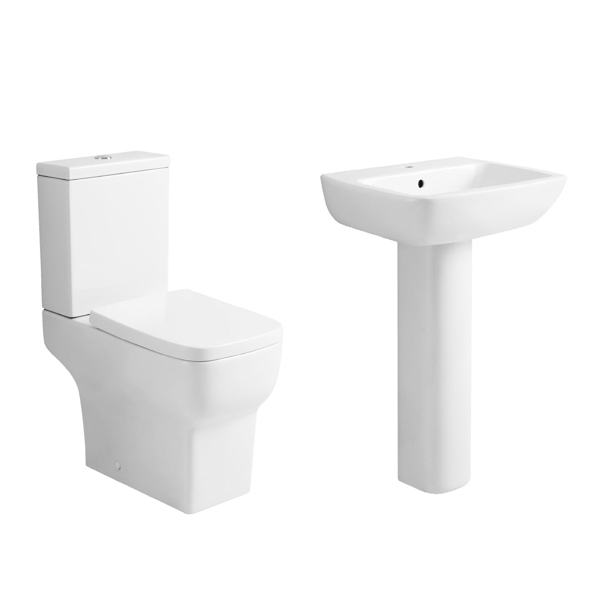 Naples Close Coupled Toilet And Full Pedestal Basin Suite - White