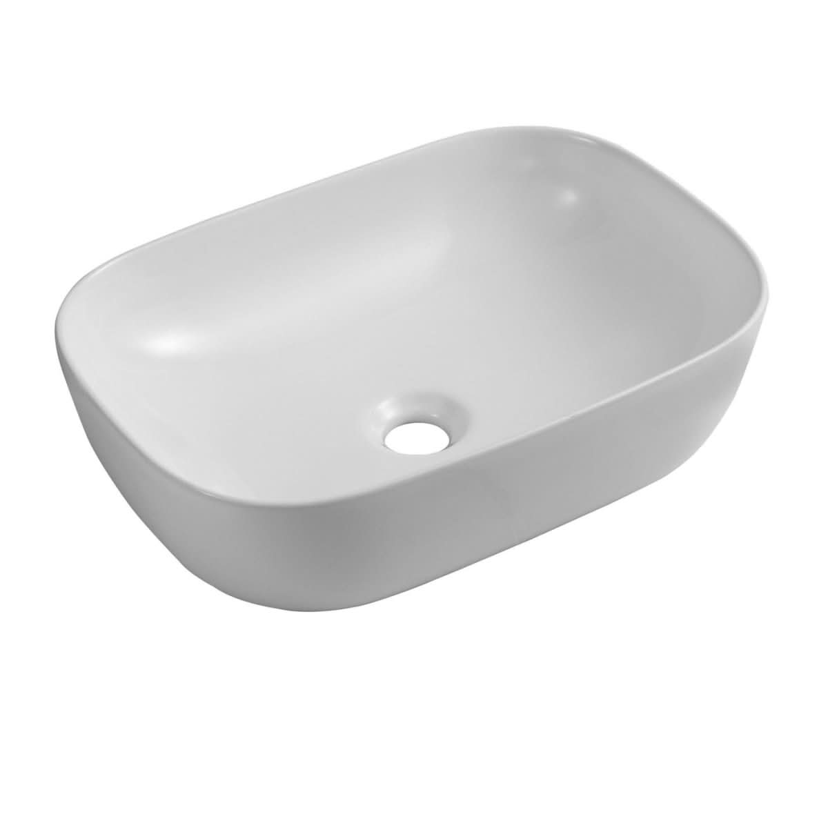 Modern Curved Ceramic Countertop Basin - 465mm x 320mm - Gloss White