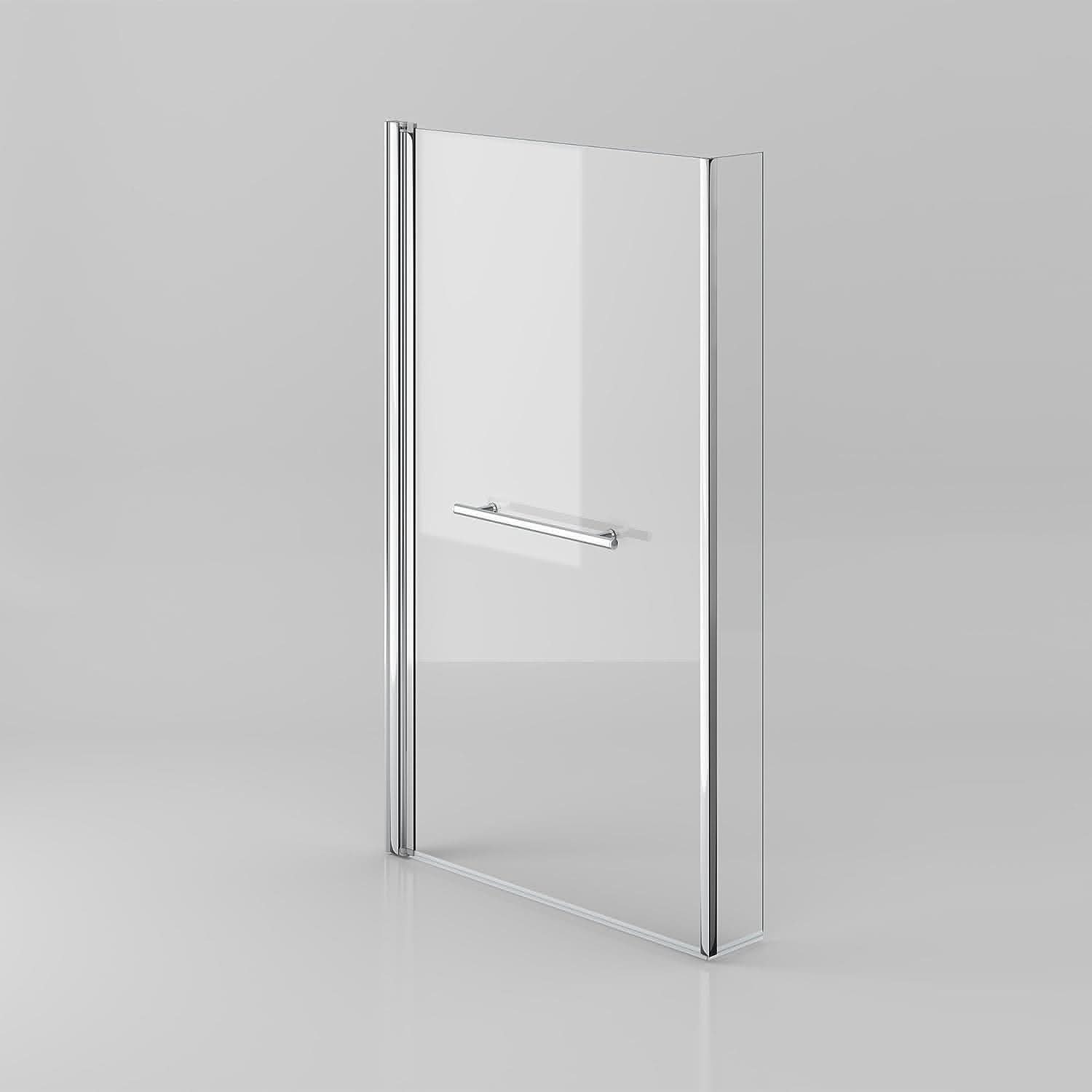 Modern L Shaped Shower Bath Screen With Towel Rail - Chrome