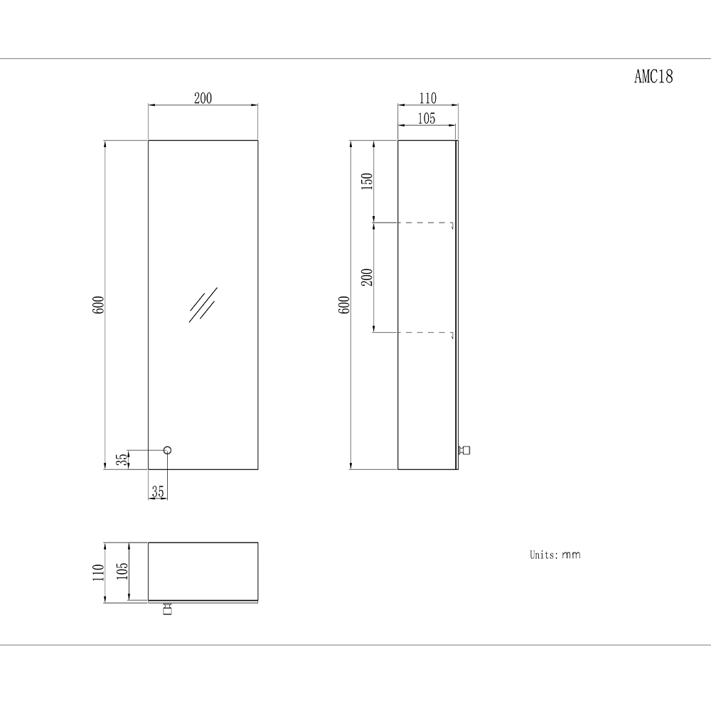 Revo Non Illuminated Mirror Cabinet