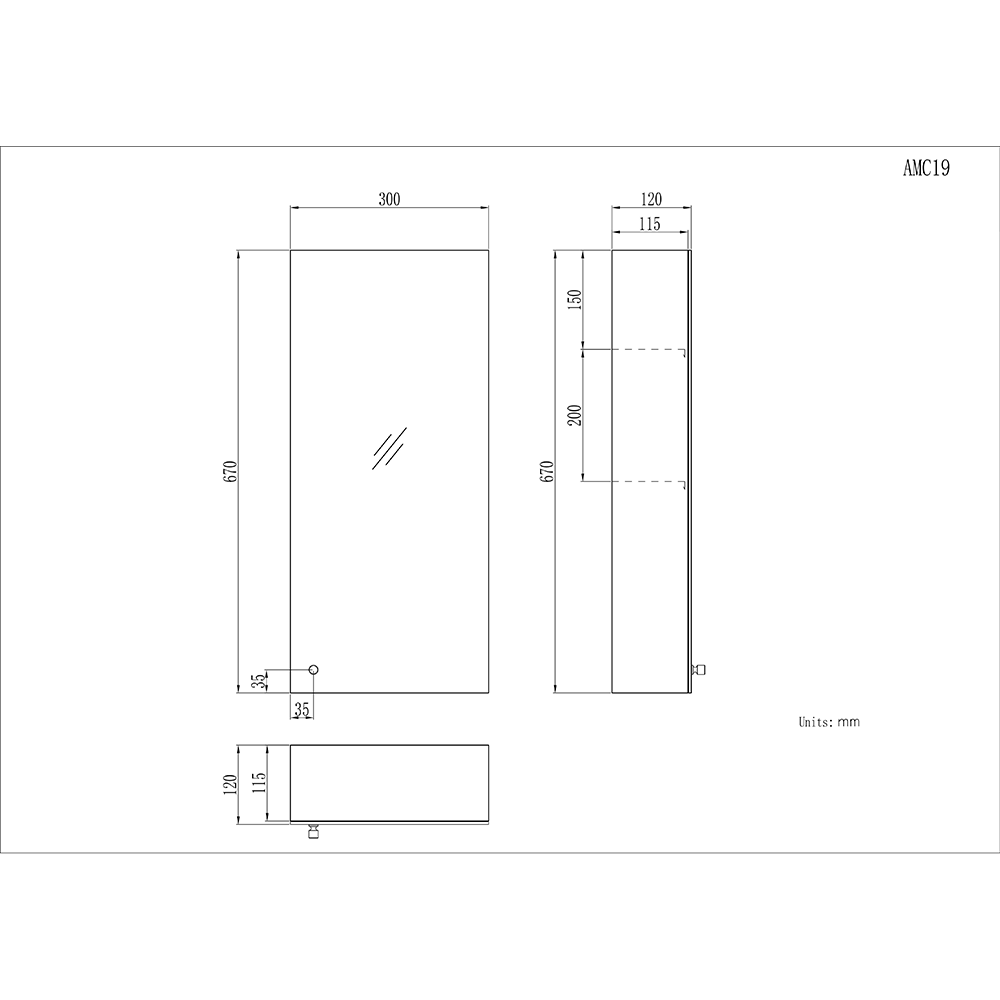 Revo Non Illuminated Mirror Cabinet
