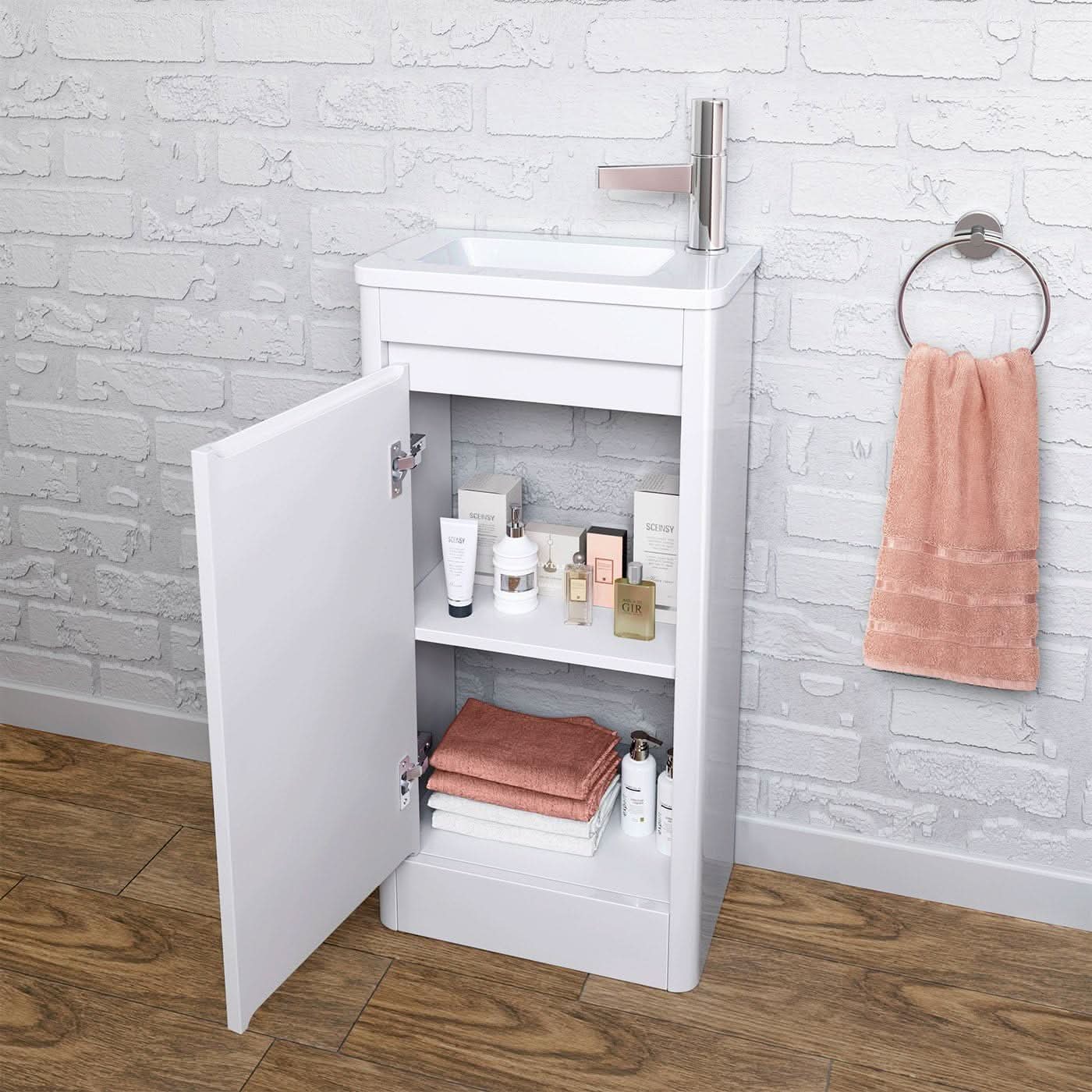 iBathUK Denver 400mm Floorstanding Cloakroom Vanity Unit with Basin