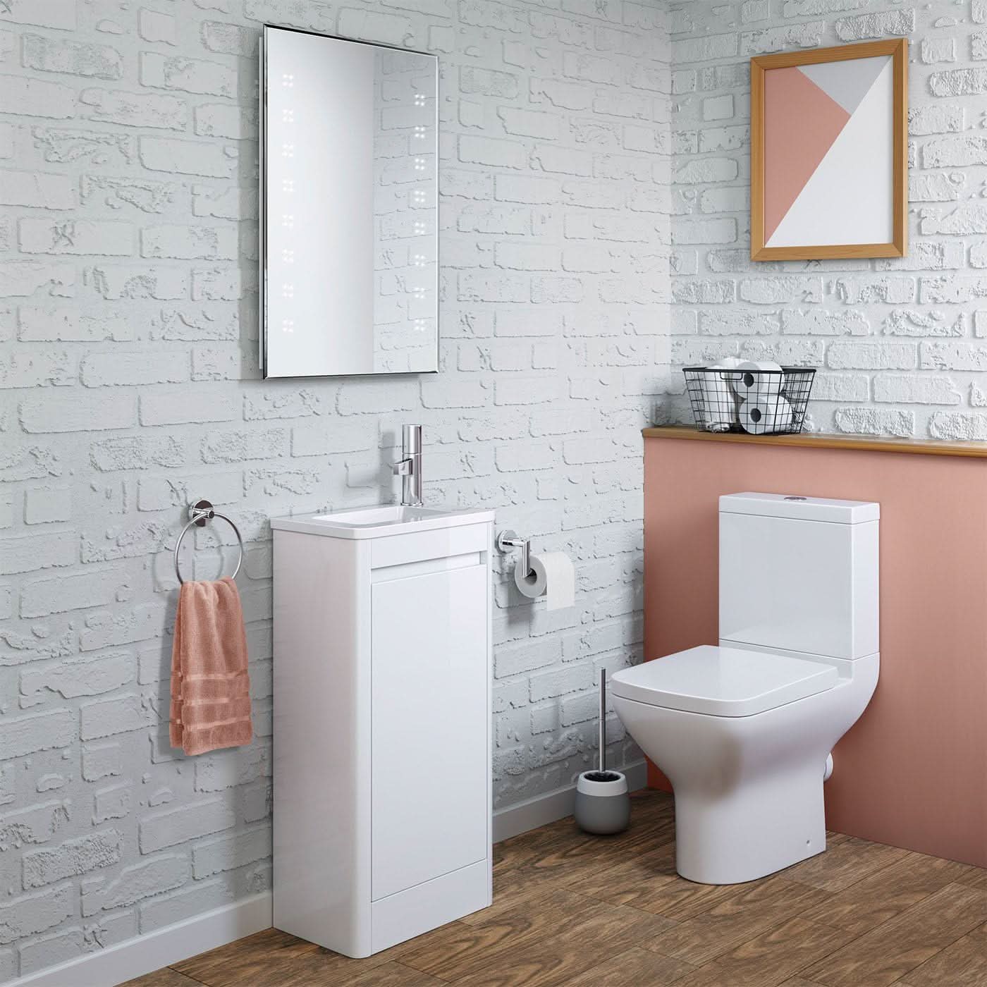 iBathUK Denver 400mm Floorstanding Cloakroom Vanity Unit with Basin
